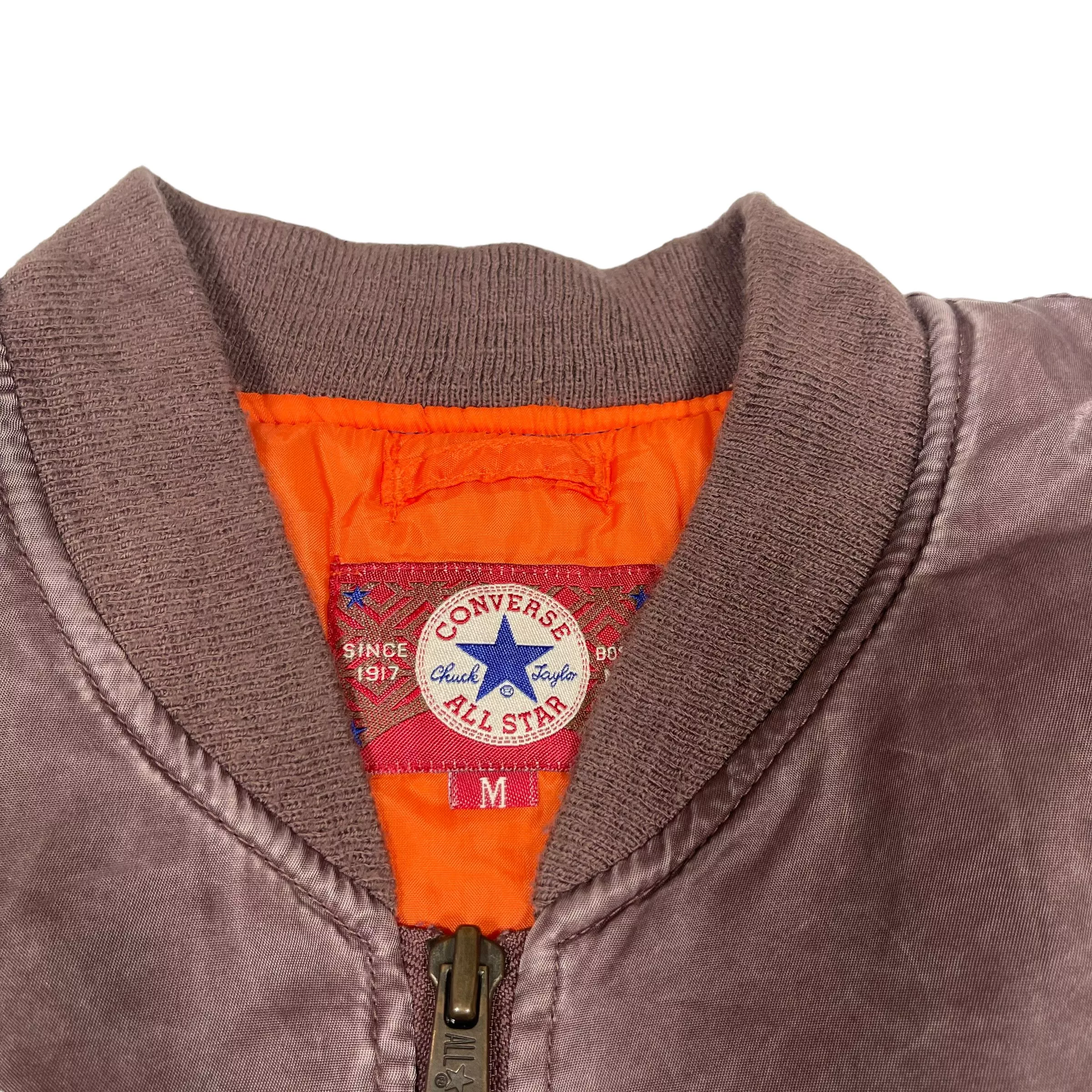 Converse Bombers Converse × Vintage Vintage 1990s Converse Nylon Washed Bomber Jacket Red