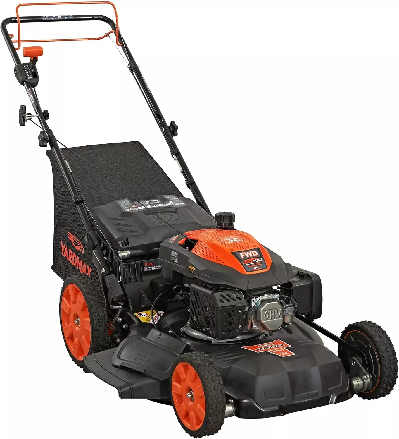 YARDMAX 22 Inch 201cc Gas Self Propelled Lawn Mower 6 Speed CVT High Wheel