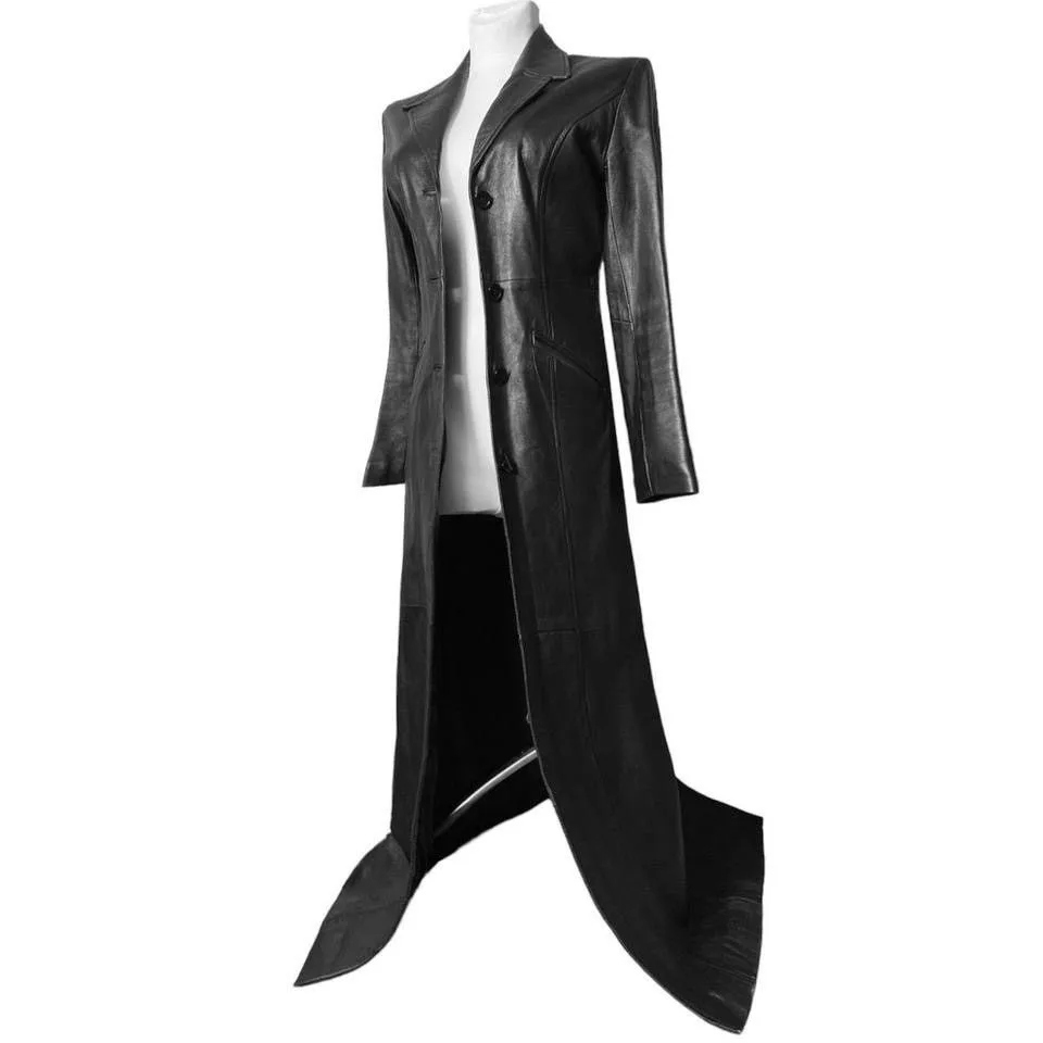 Vintage Leather Jackets Vintage Super long Avant Garde Matrix leather maxi coat Black Avant-Garde