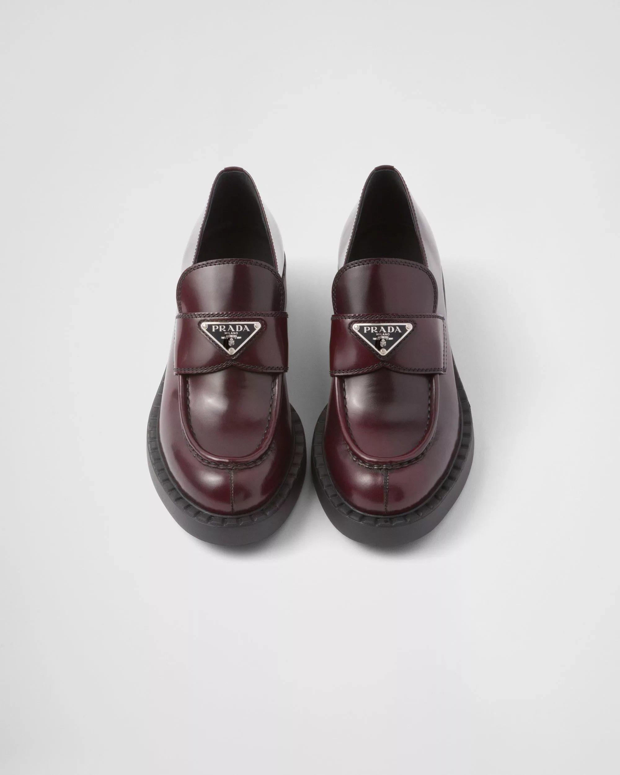 Prada Flats Prada Chocolate Brushed Leather Loafers Brown