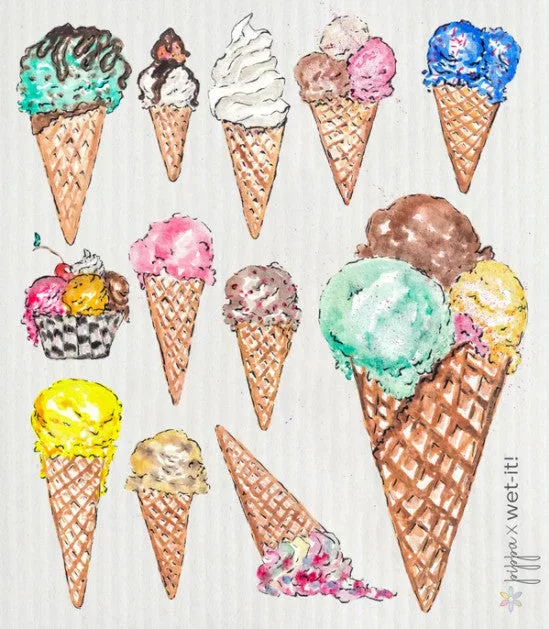 Ice Cream Cone Swedish Dishcloth