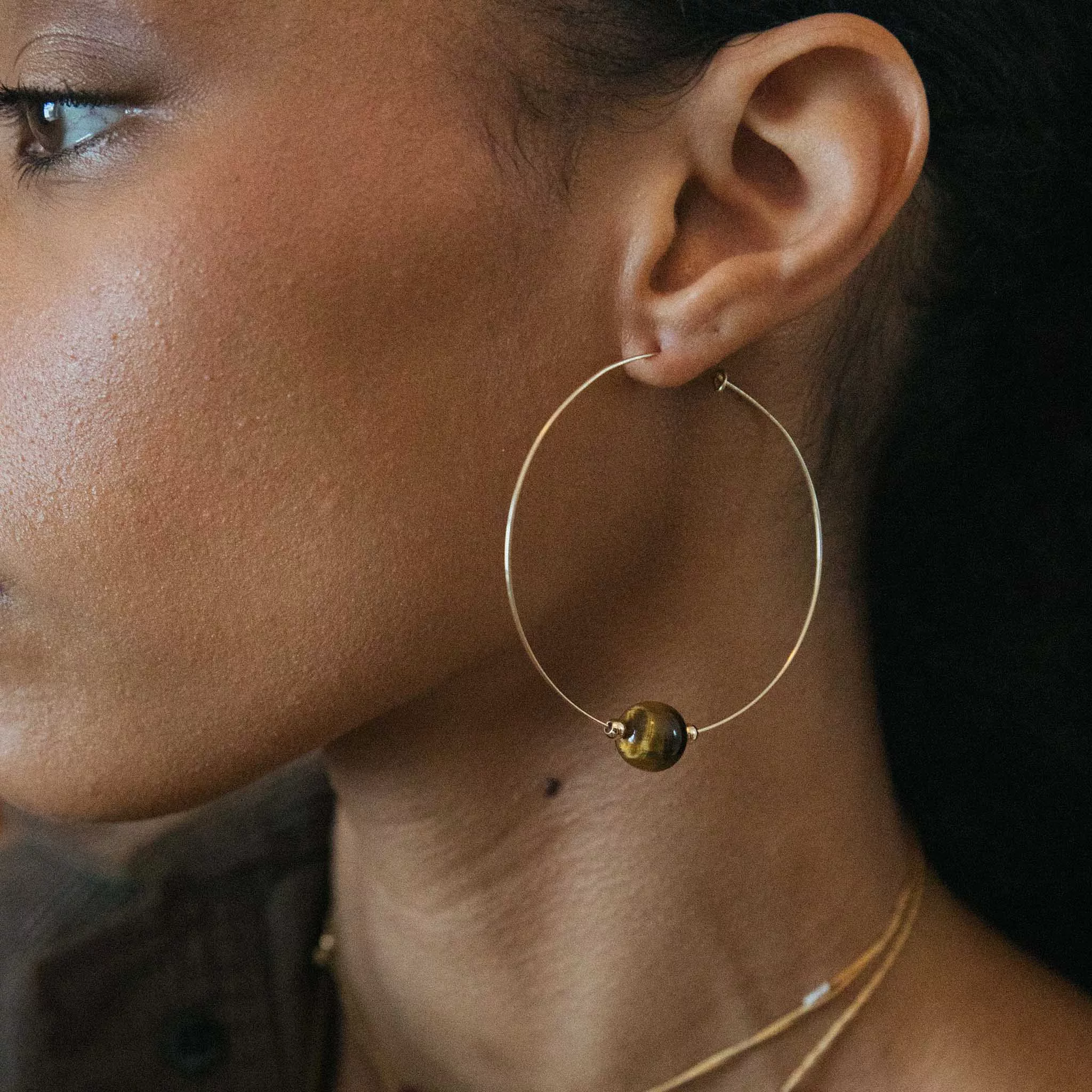 Crystal Ball Hoops - 10mm Gemstone Hoops