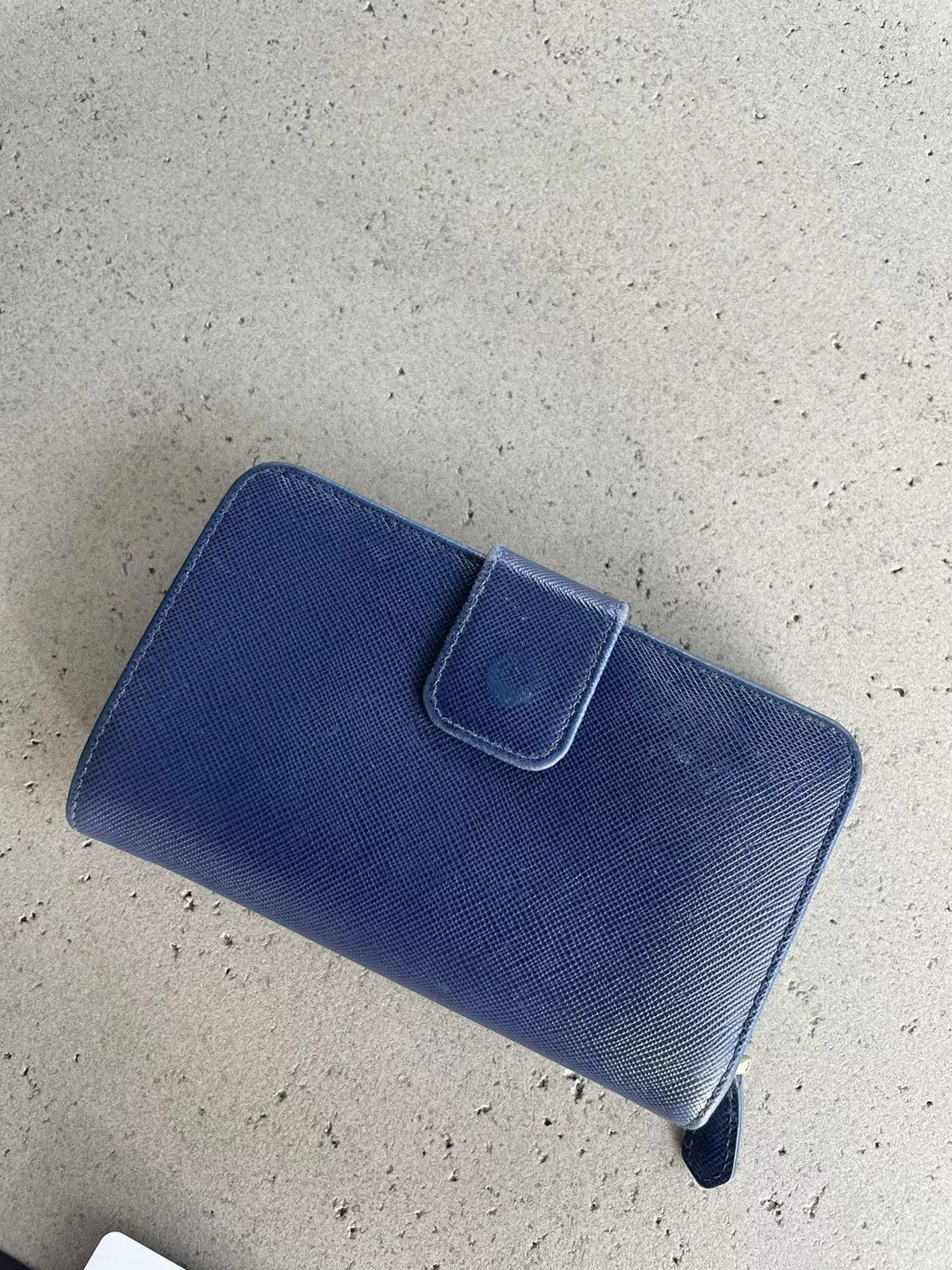 Prada Wallets Prada Saffiano Leather Bifold Wallet Blue