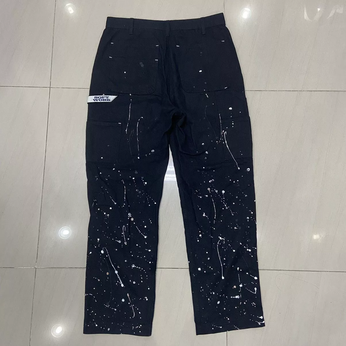 Designer Casual Pants Designer × thisisneverthat Rare 🔥 Thisisneverthat Splash Paint Design CarpenterPant Black Streetwear
