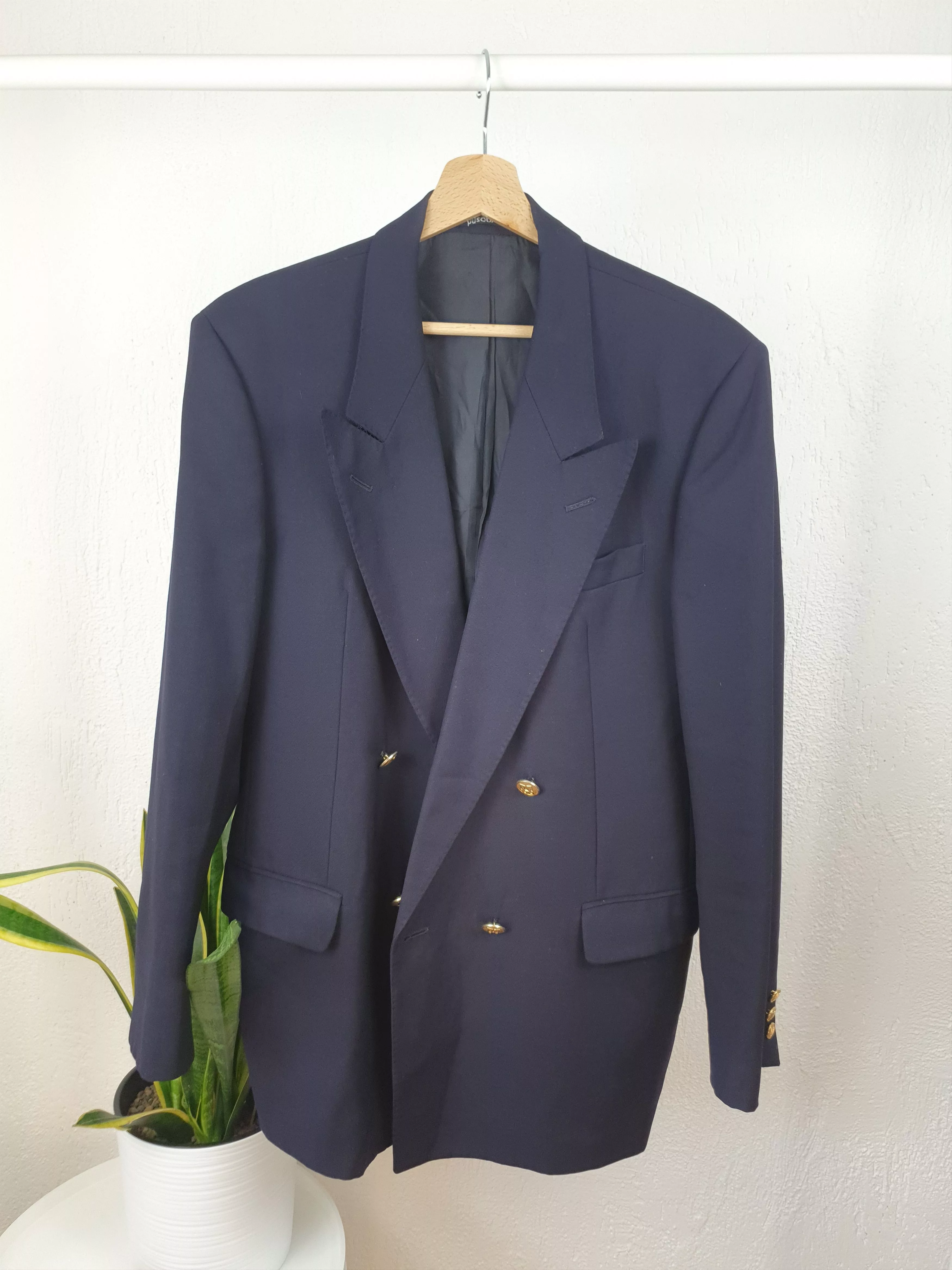 DAKS Light Jackets DAKS × Vintage Dark London Wool Jacket Gold Button Blazers Medium Size Blue