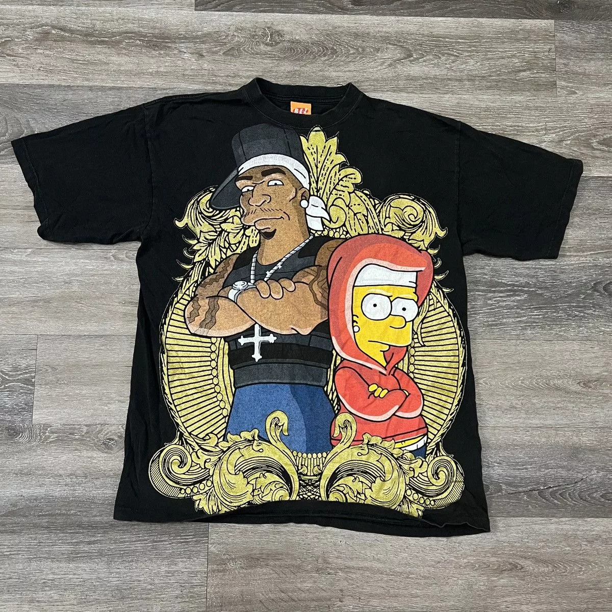 JNCO Short Sleeve T Shirts JNCO × The Simpsons × Vintage Vintage Y2K Bart Simpson gangster t shirt Black
