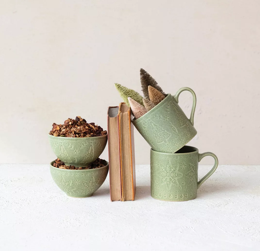 10oz Stoneware Green Bowl, asstd