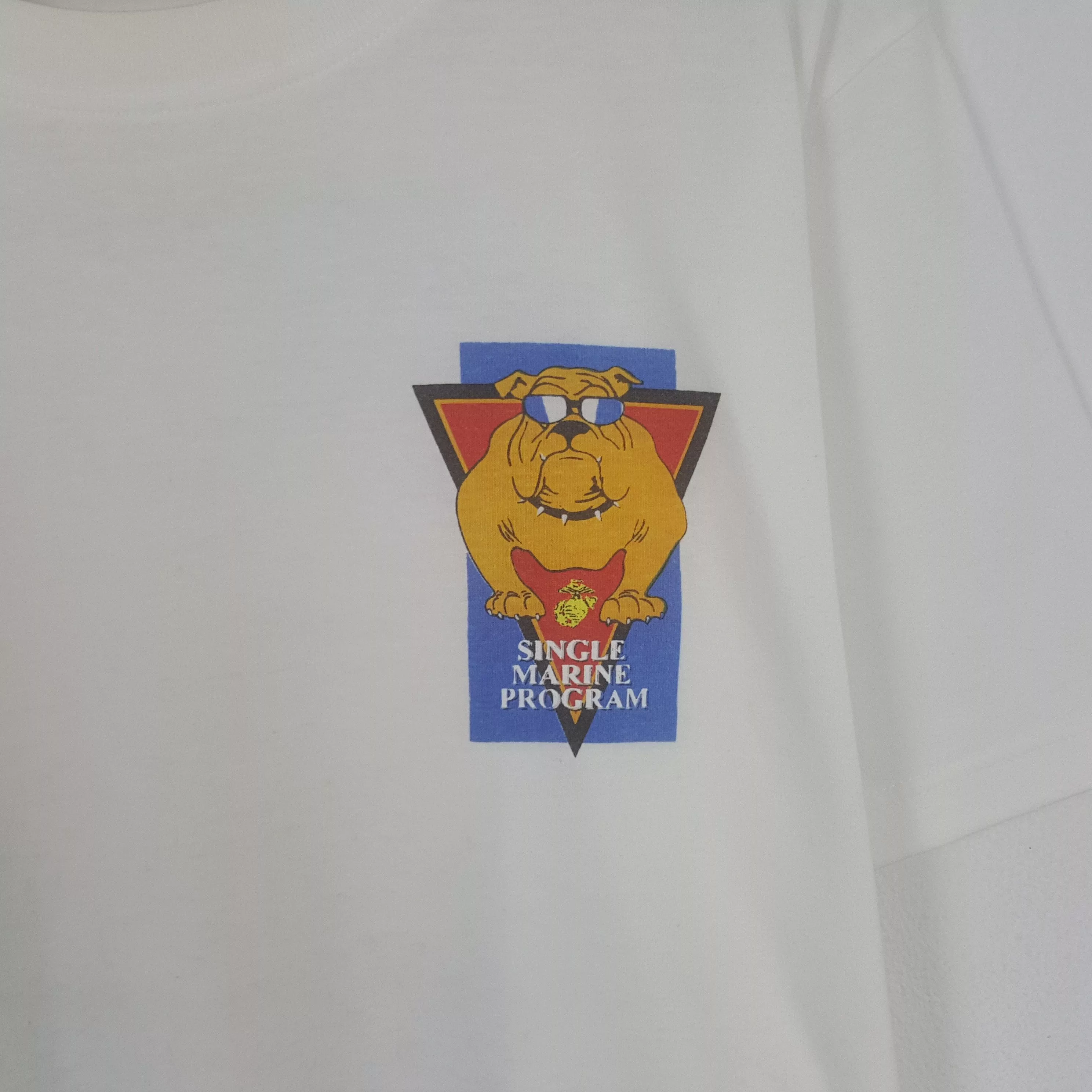 Vintage Short Sleeve T Shirts Vintage Single Marine Program Tshirt White Streetwear