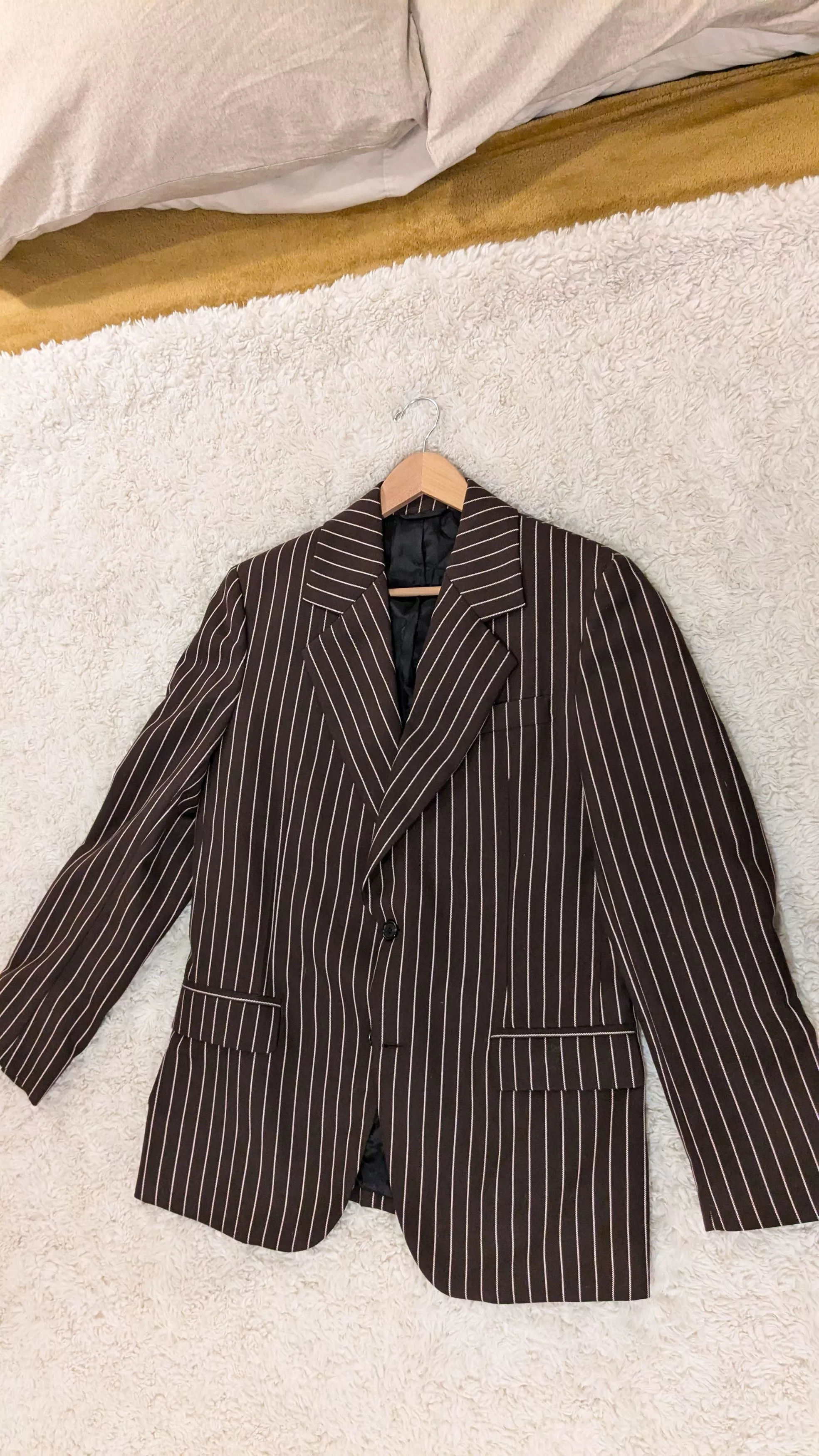 Acne Studios Suits Acne Studios Brown and Pink Pinstripe Suit Jacket