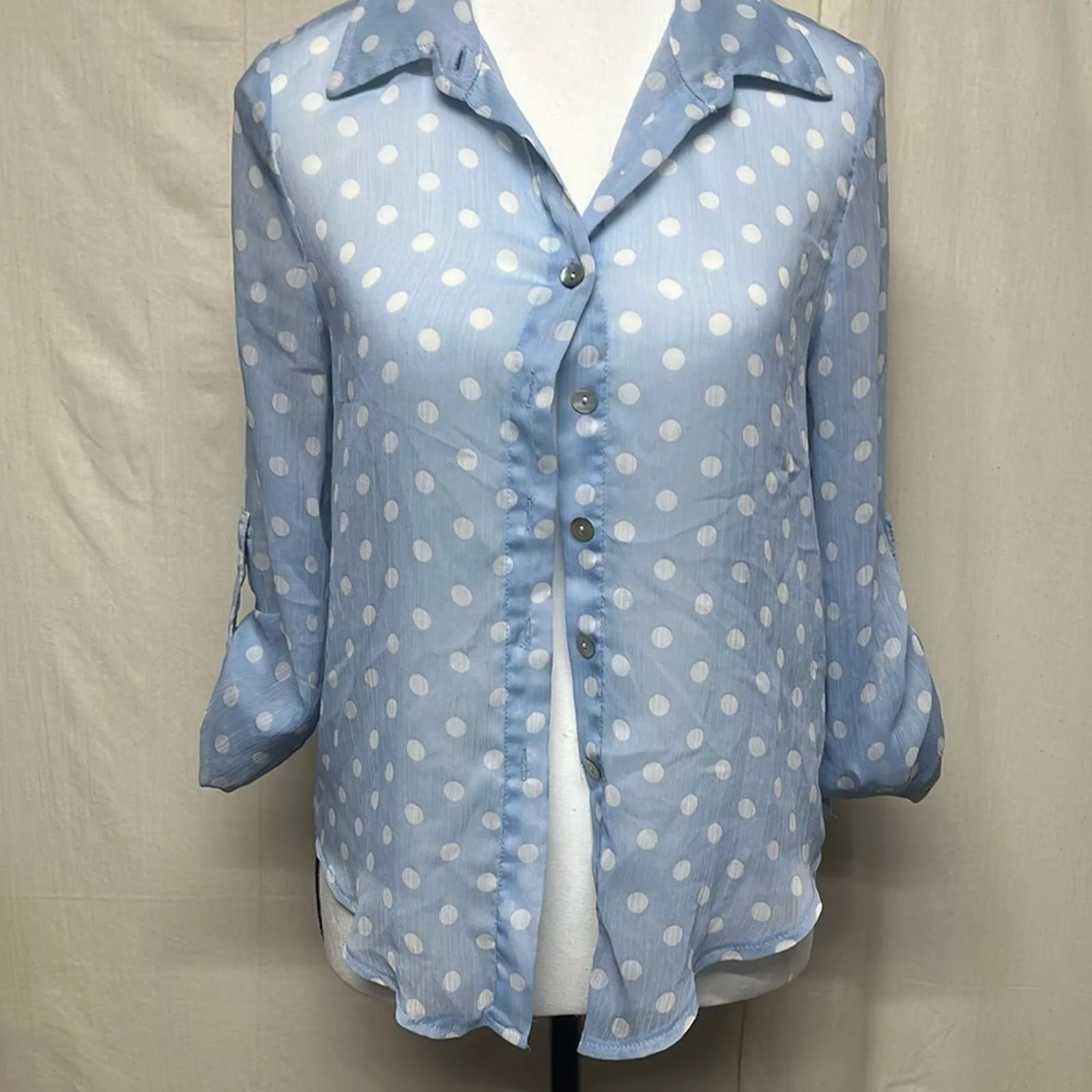Other Blouses Other Polk a Dot Sheet Blouse Blue