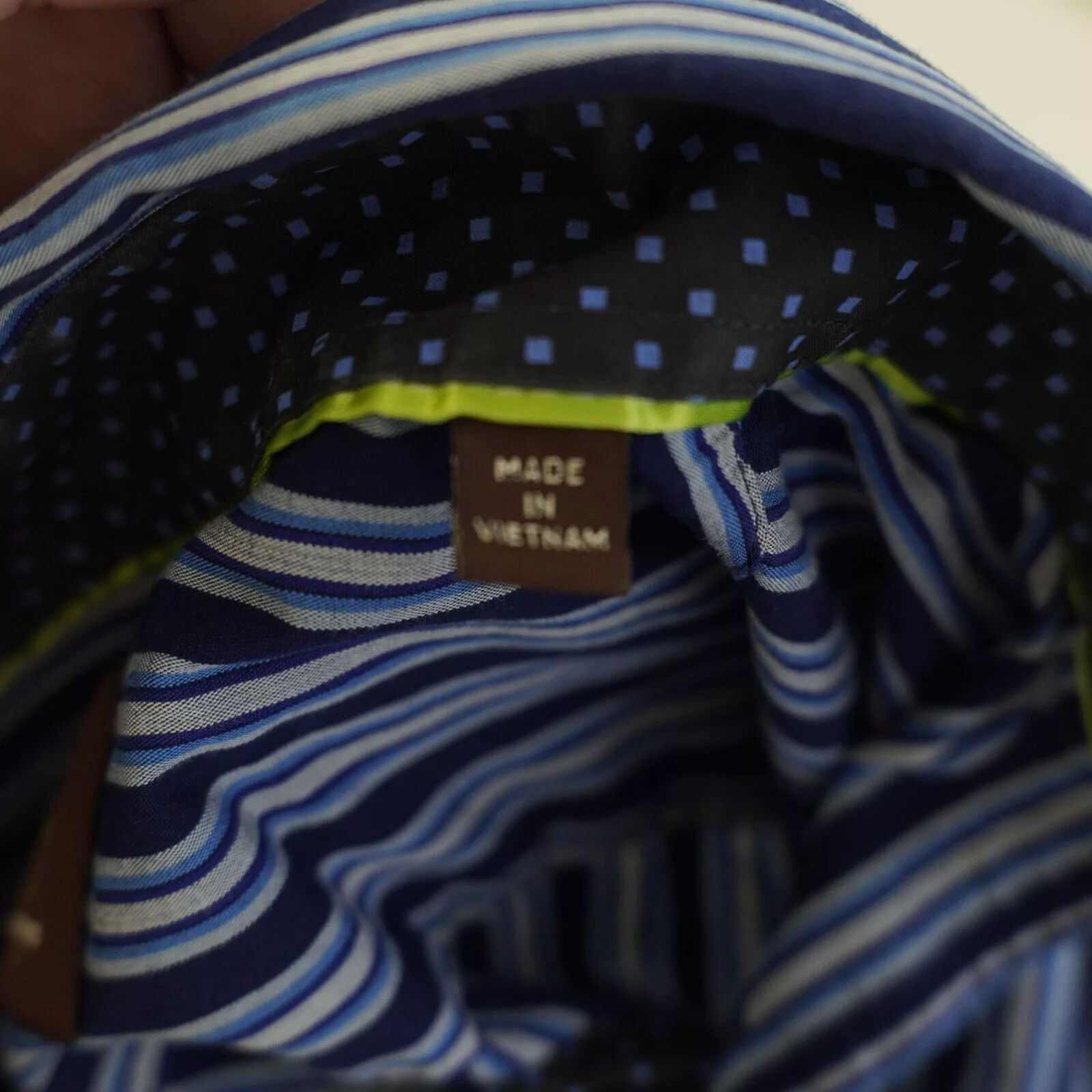 Tailorbyrd Shirts Button Ups Tailorbyrd Blue Striped Flip Cuff Pocket Front Button Down S