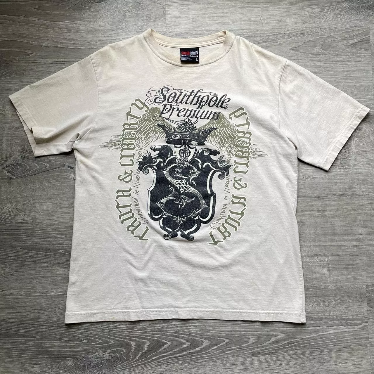 Southpole Short Sleeve T Shirts Southpole × Vintage Vintage Y2K Cyber Goth Southpole Tee Shirt White Streetwear