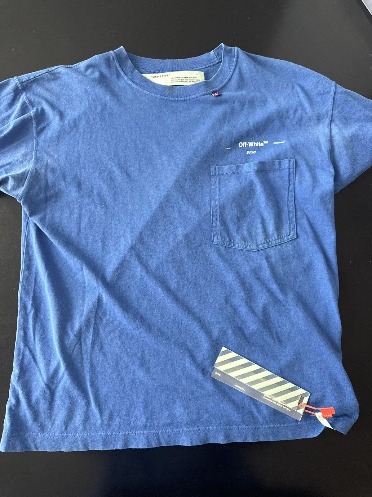 Off-White Short Sleeve T Shirts Off-White OFF WHITE Pocket-Tee 2018 Virgil Abloh Blue