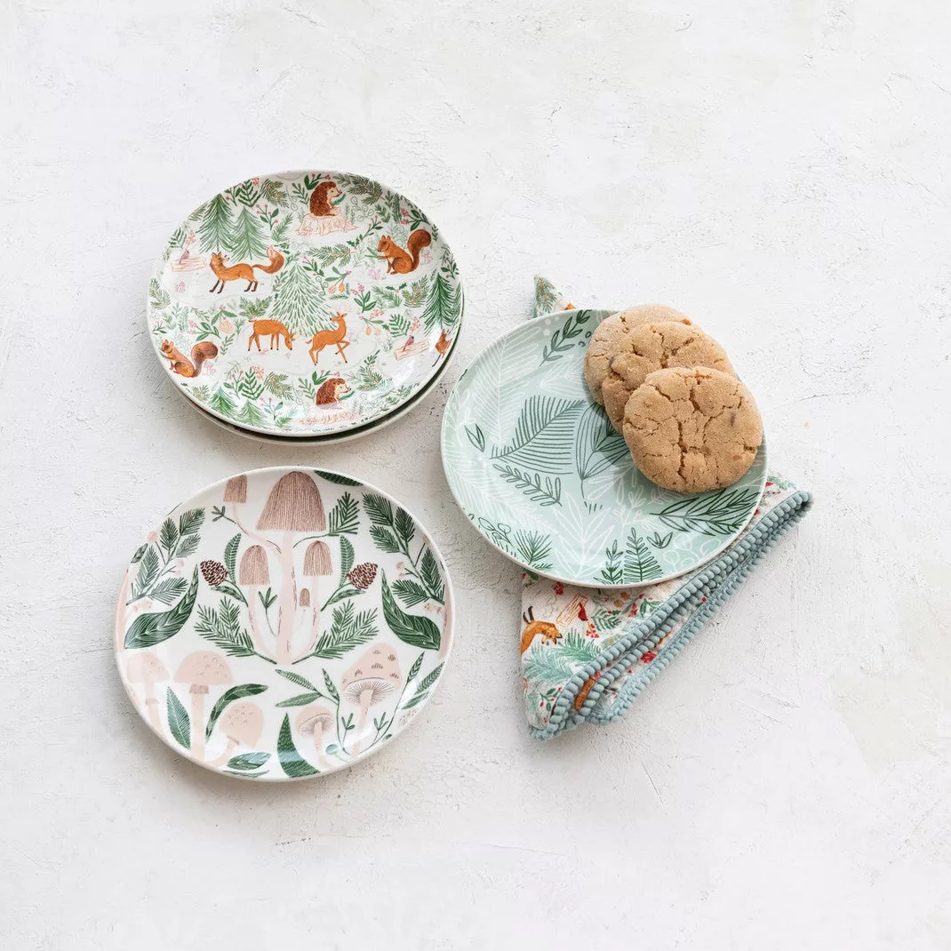 Stoneware Woodland Plate, 4 asstd
