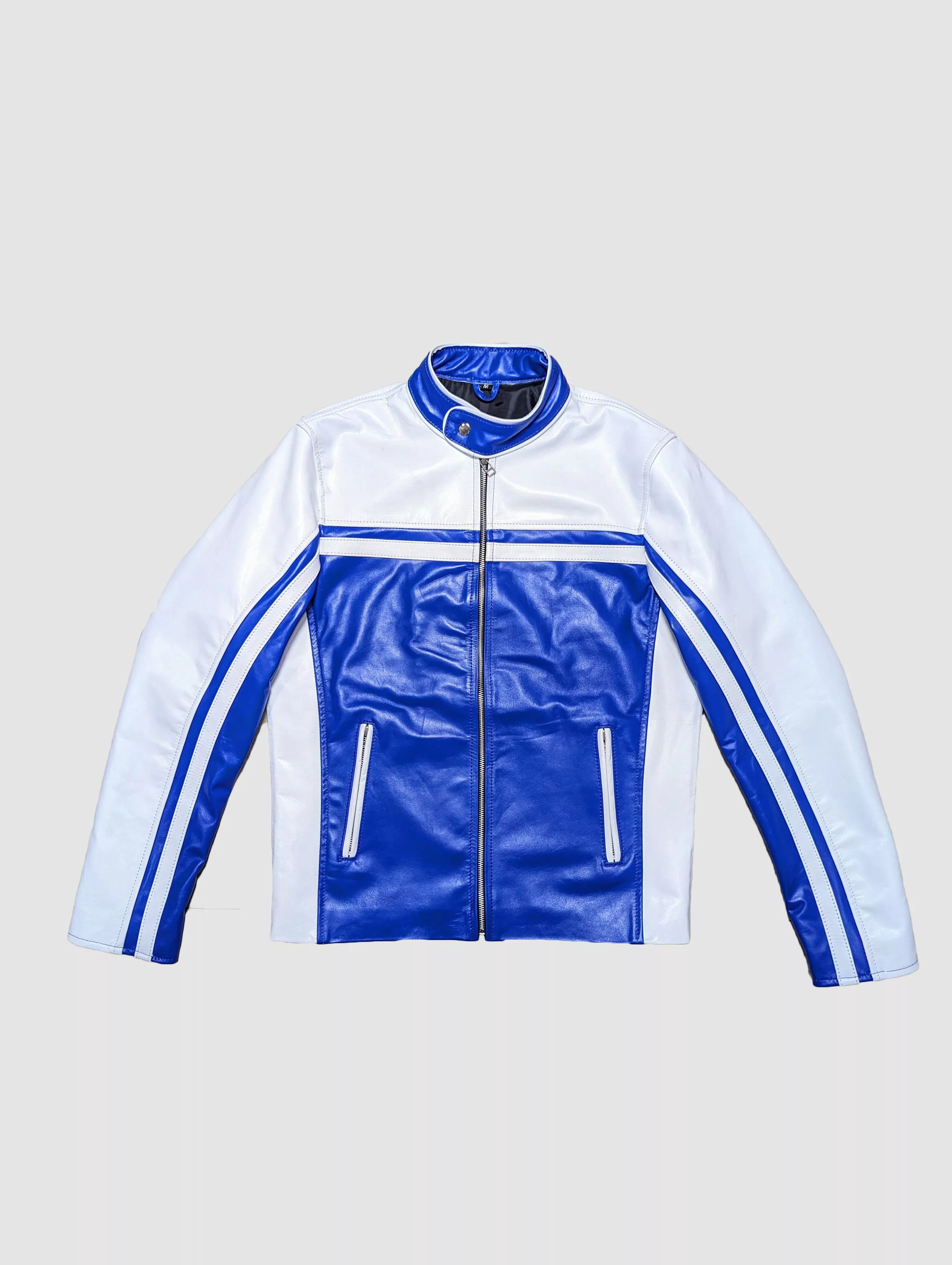 Genuine Leather Leather Jackets Genuine Leather Men's Fashion Leather Jacket Streetwear Blue Vintage