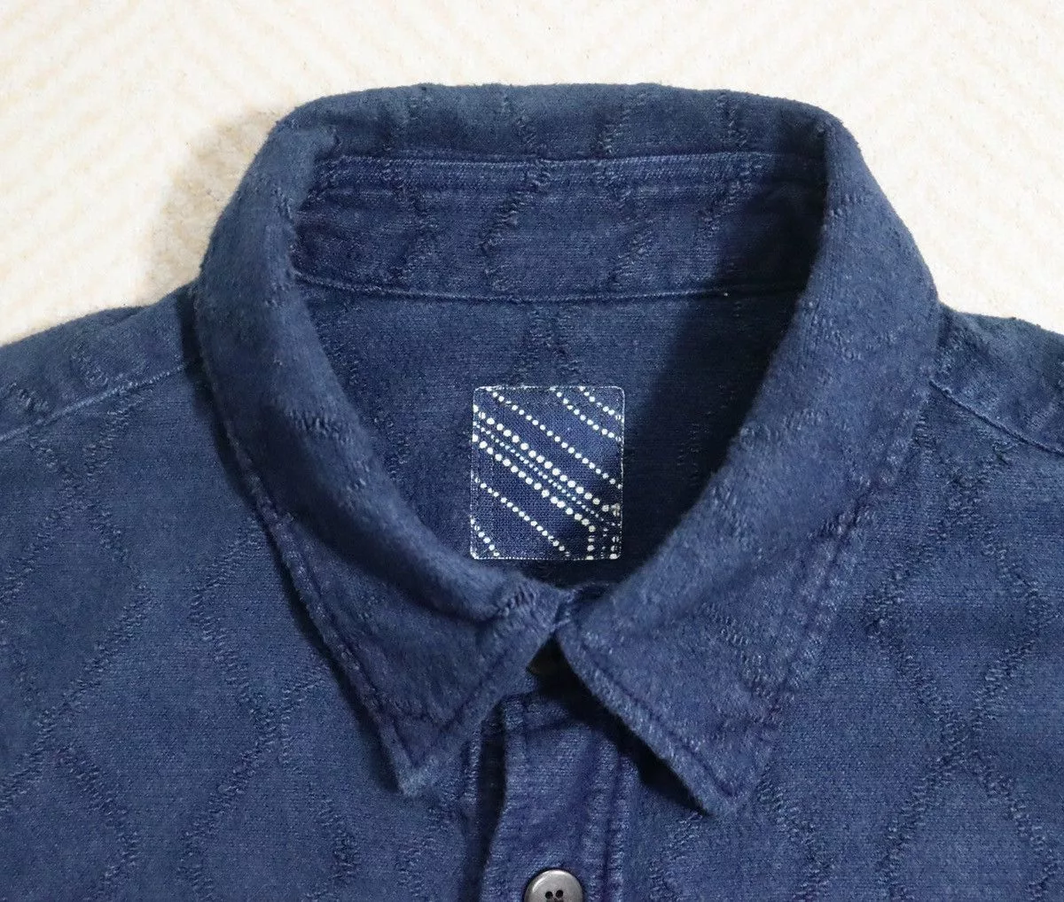 Visvim Shirts Button Ups Visvim ICT Black Elk Flannel Sashiko Blue