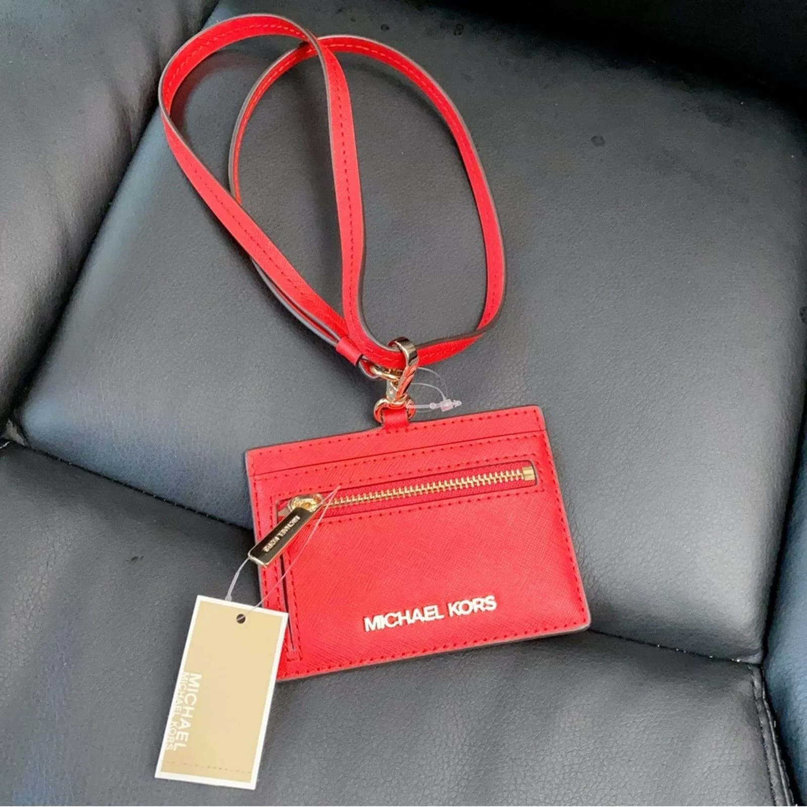 Michael Kors Miscellaneous Michael Kors ID card case lanyard in dark sangria Red
