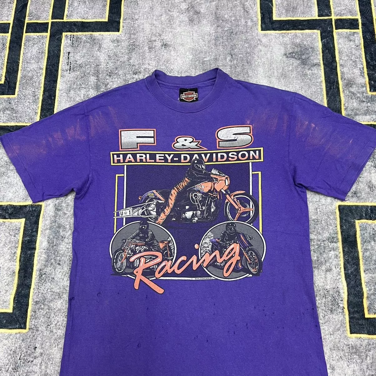 Harley Davidson Shirts Button Ups Harley Davidson × Vintage HARLEY DAVIDSON RARE VINTAGE BIKERS Purple