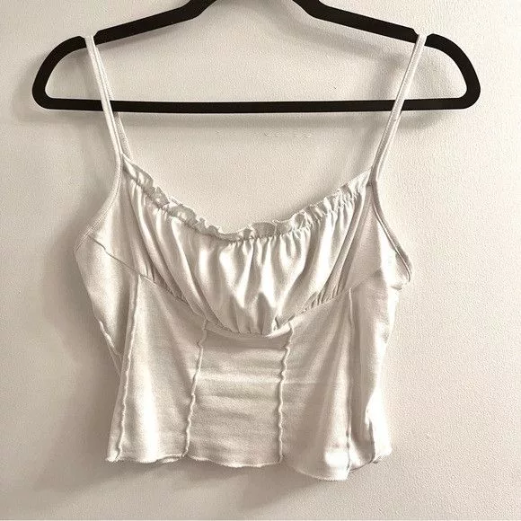 H&M Crop Tops H&M (M) Lettuce Trim Romantic White Crop Top