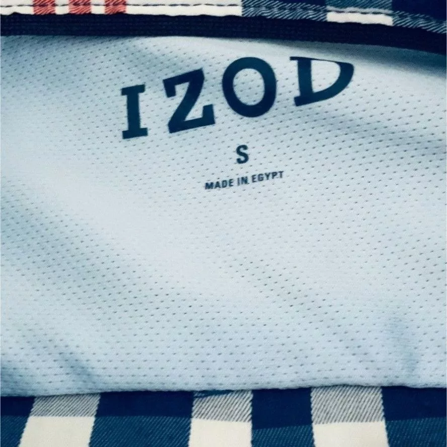 Izod Shirts Button Ups Izod Mens Blue White Red Plaid Short Sleeve Button Down Poly