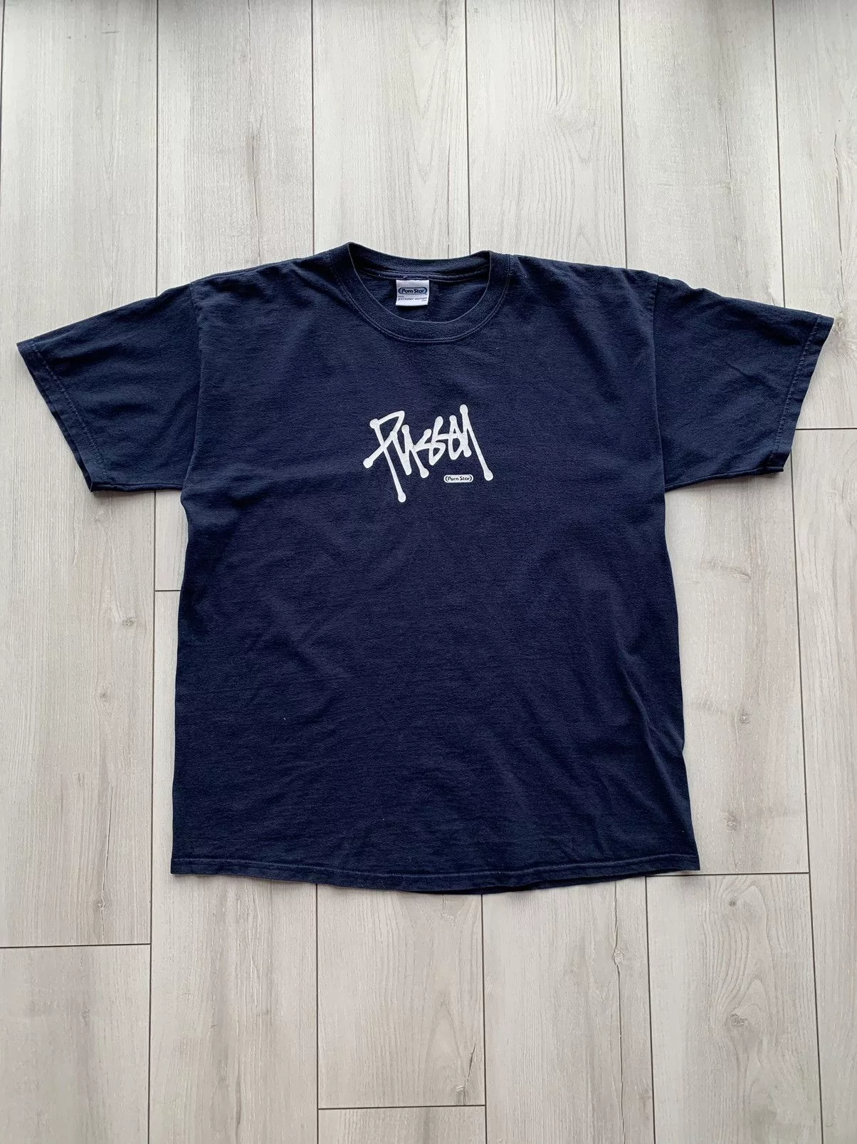 Other Short Sleeve T Shirts Other Porn Star Pussy print Stussy design Blue Vintage