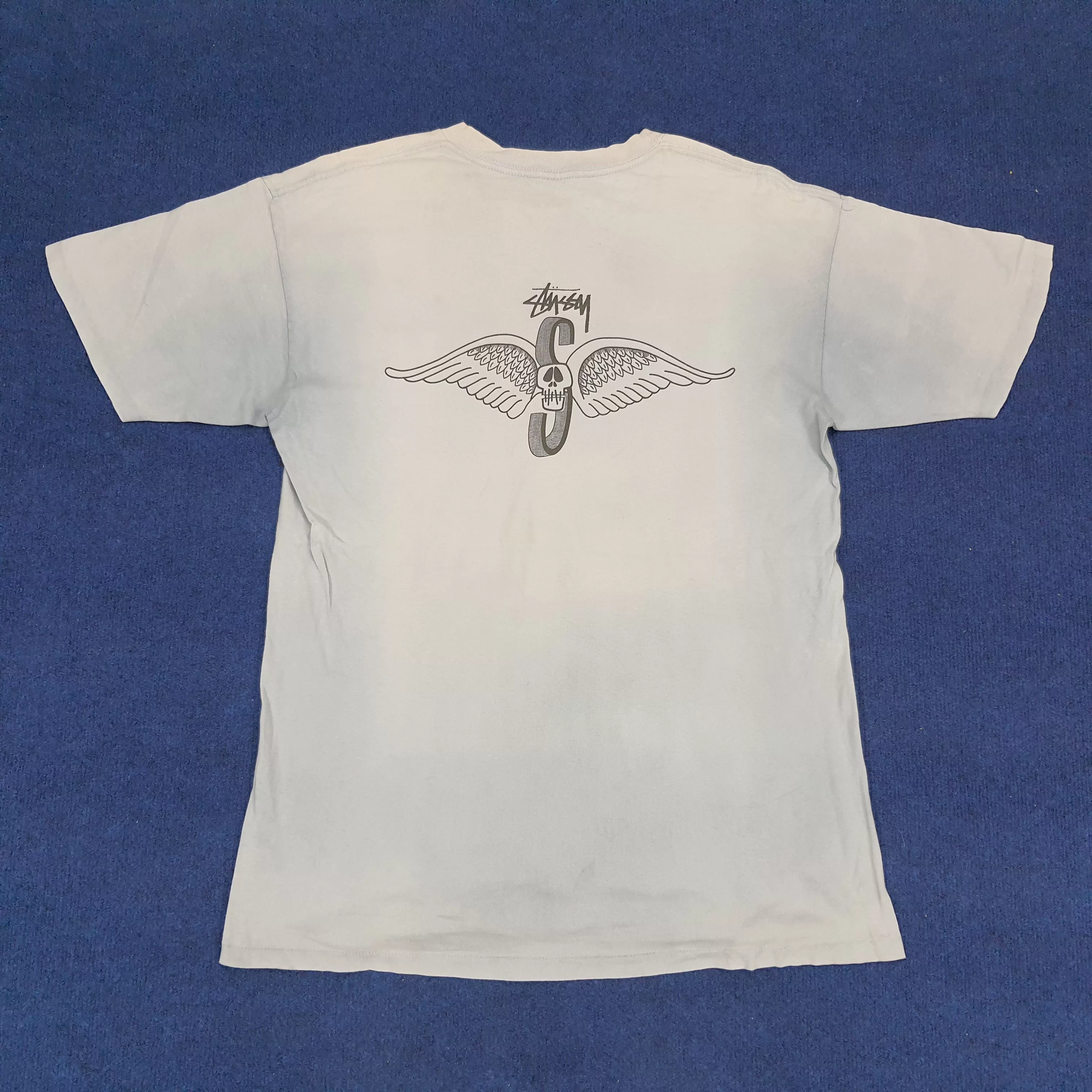 Stussy Short Sleeve T Shirts Stussy × Vintage Vintage STUSSY Streetwear Skateboard Center T-shirt Blue