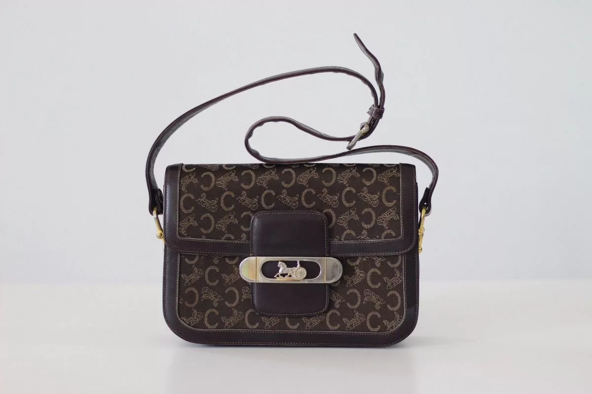 Celine Shoulder Bags Celine × Vintage Celine macadam logo vintage box shoulder Brown