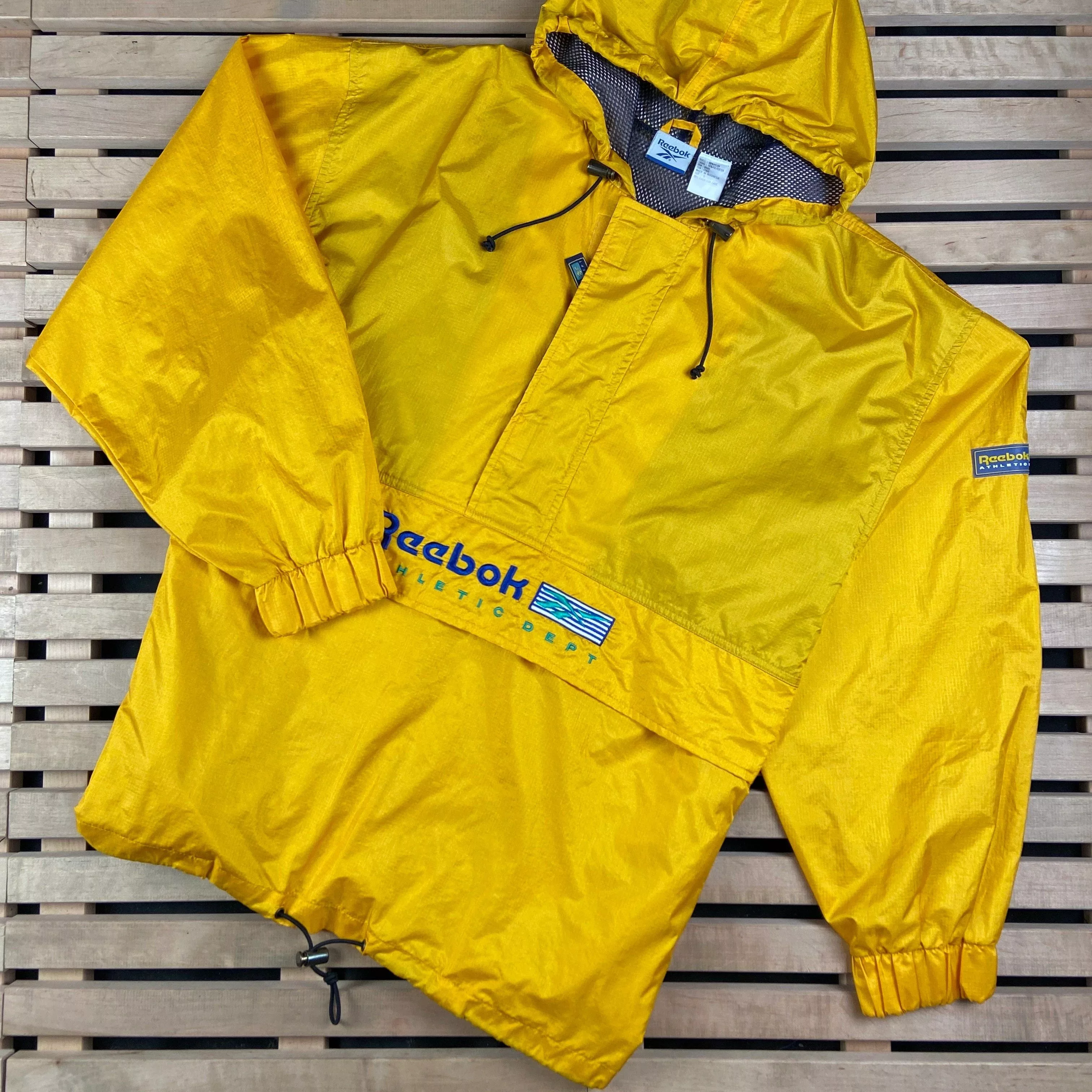 Reebok Bombers Reebok × Vintage Jacket Pullover Anoral Reebok Department Vintage Size XL Yellow