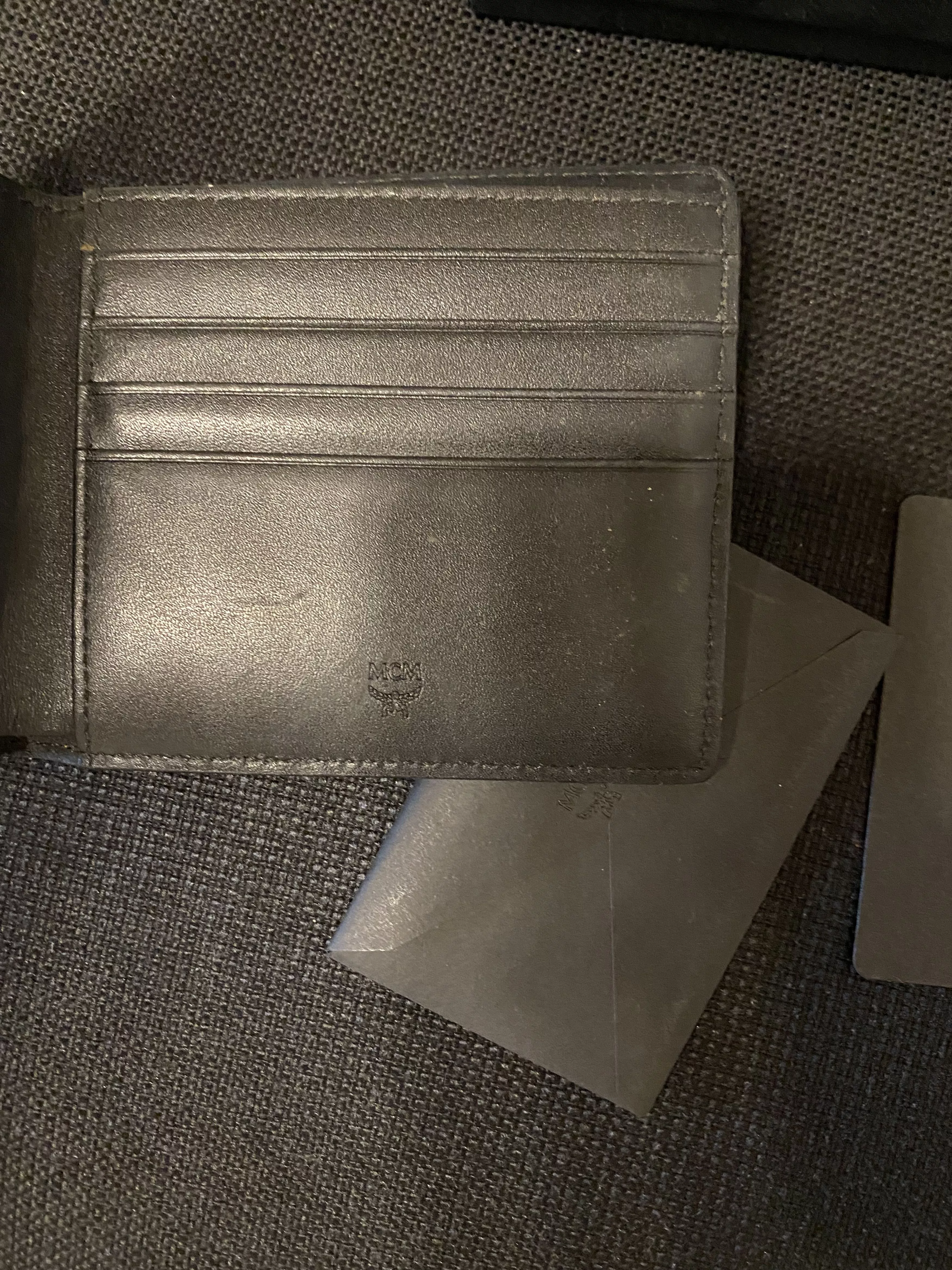 MCM Wallets MCM Wallet Cognac Distressed Victory patch logo print Brown