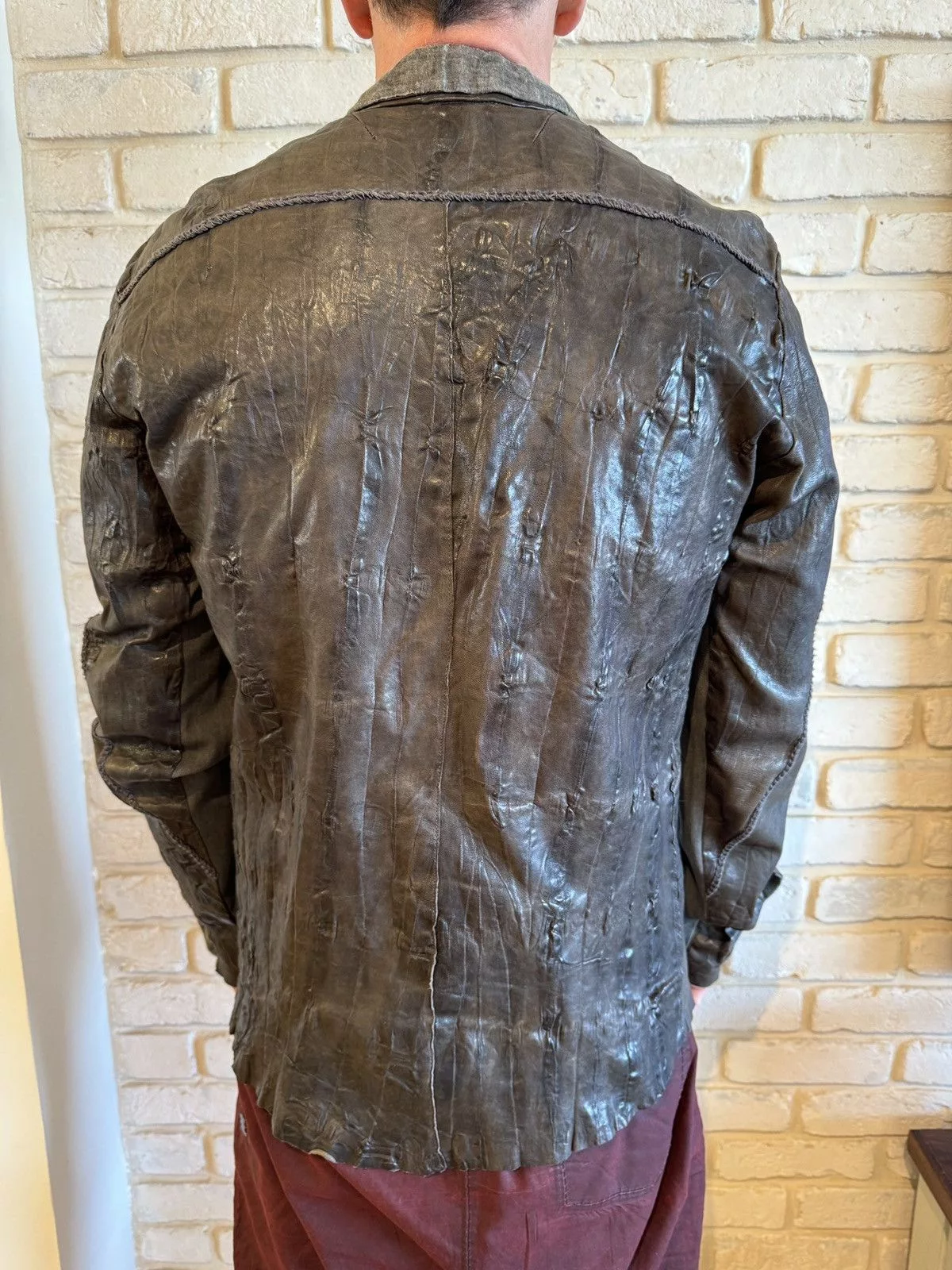 Transit Leather Jackets Transit crinkled effect leather jacket Green