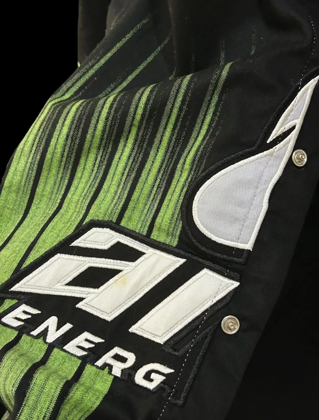 NASCAR Shirts Button Ups NASCAR Dale Earnhardt JR Embroidered Mtn Dew AMP Energy Pit Crew Black Workwear