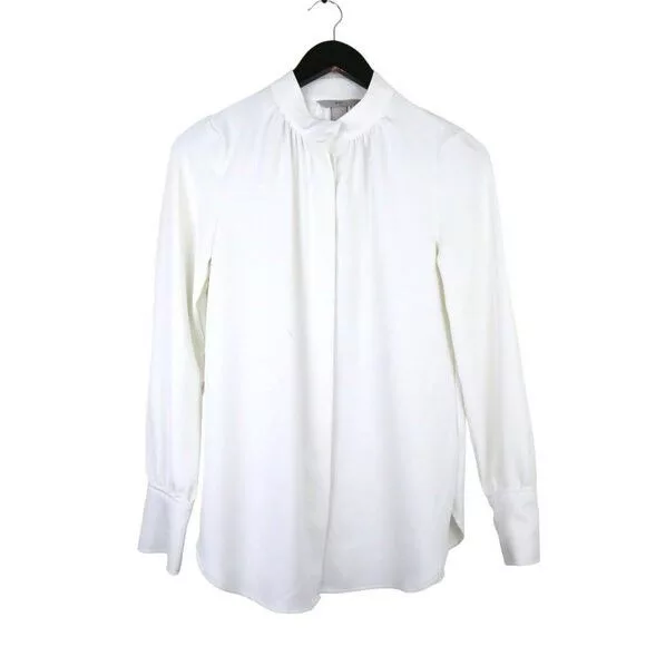 H&M Blouses H&M Stand-up Collar White Long Sleeve Blouse Size XS