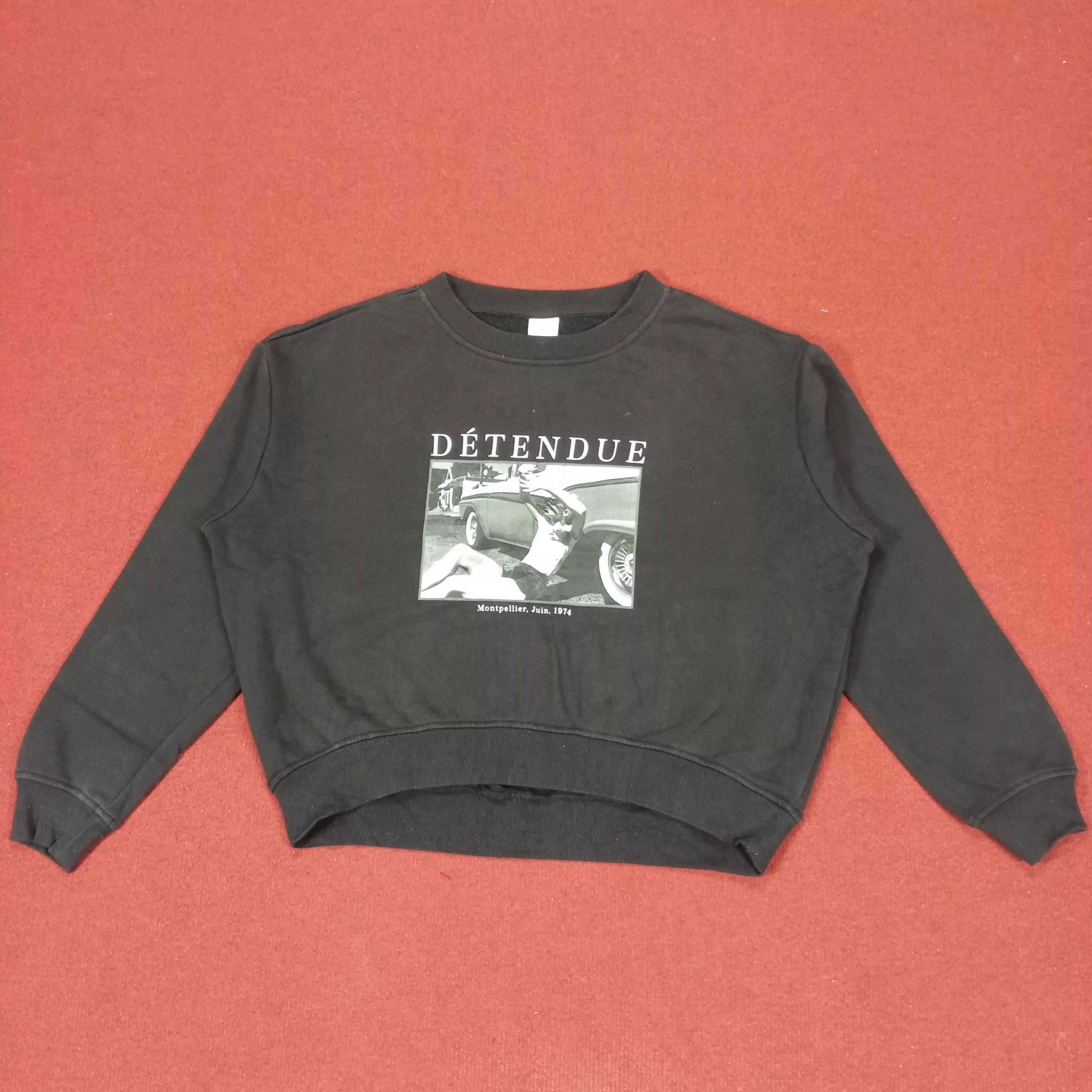 H&M Sweatshirts Hoodies H&M × Vintage H&M Photo Print Design Style Sweatshirt Black Streetwear