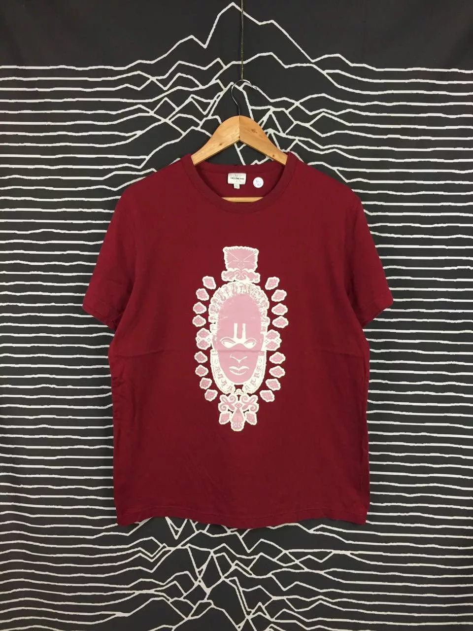 Calvin Klein Short Sleeve T Shirts Calvin Klein × Vintage Vtg Calvin Klein Jeans Tribal Design Jeanswear Tee Red