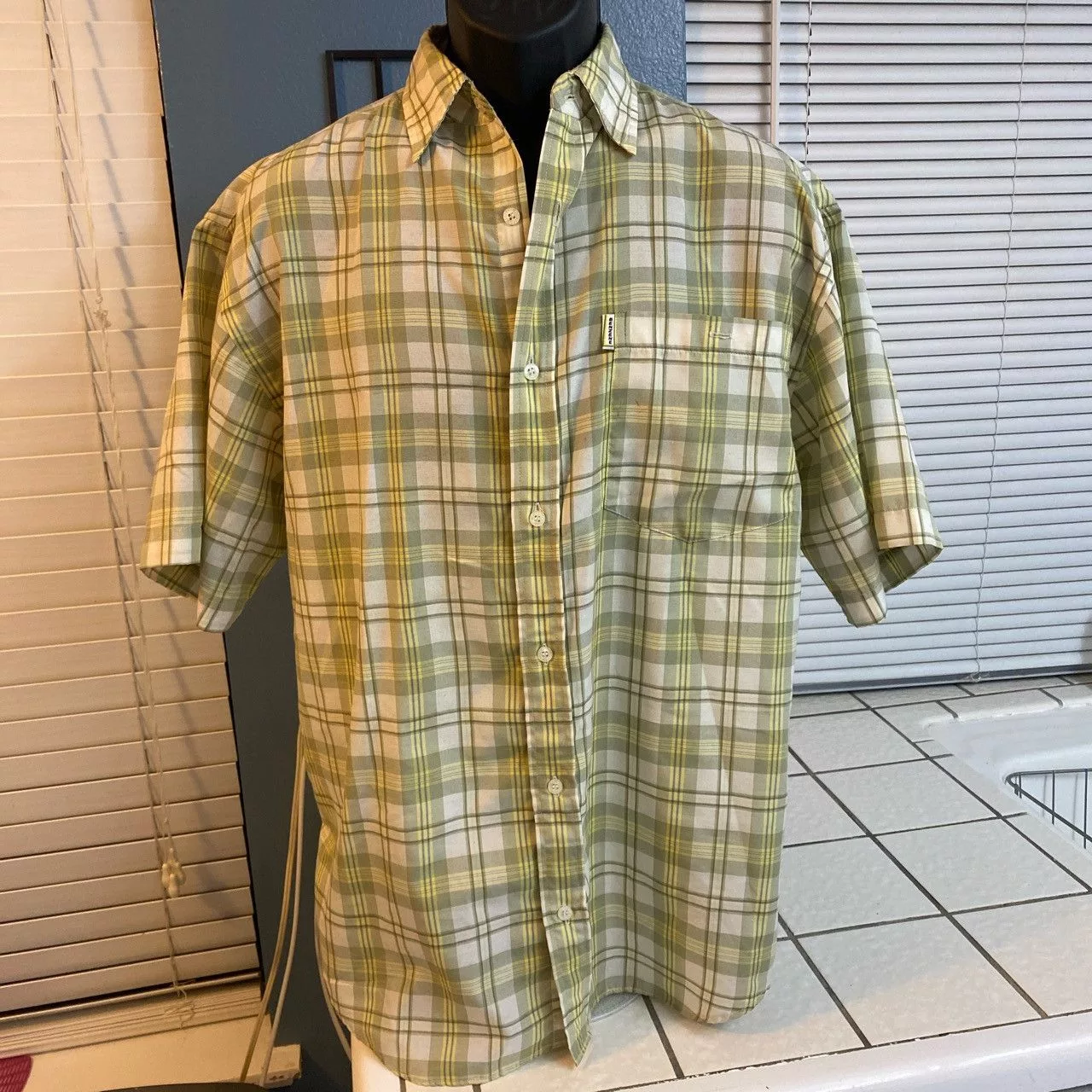 Vintage Shirts Button Ups Vintage Benzene Button Up Shirt Green