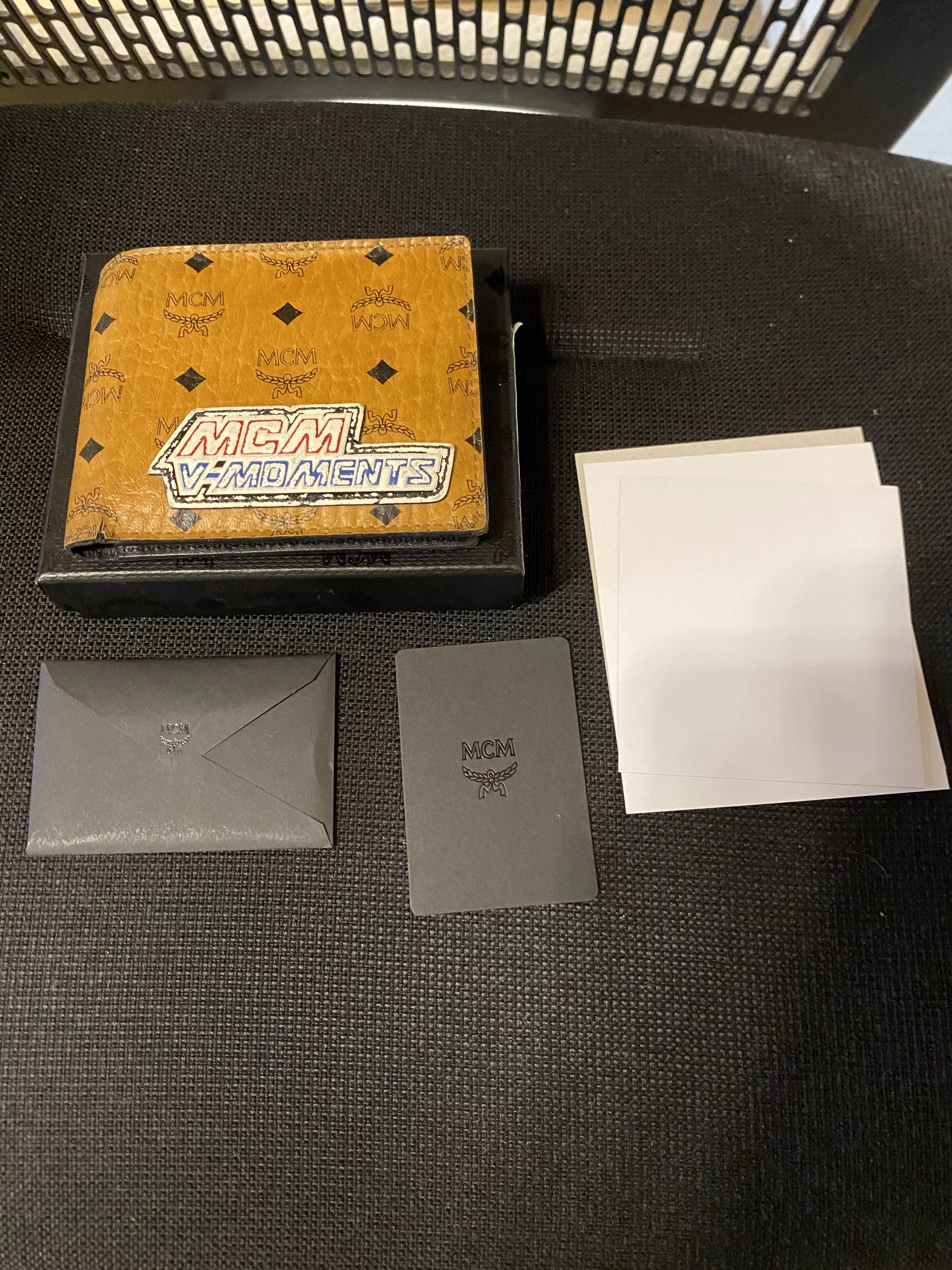 MCM Wallets MCM Wallet Cognac Distressed Victory patch logo print Brown