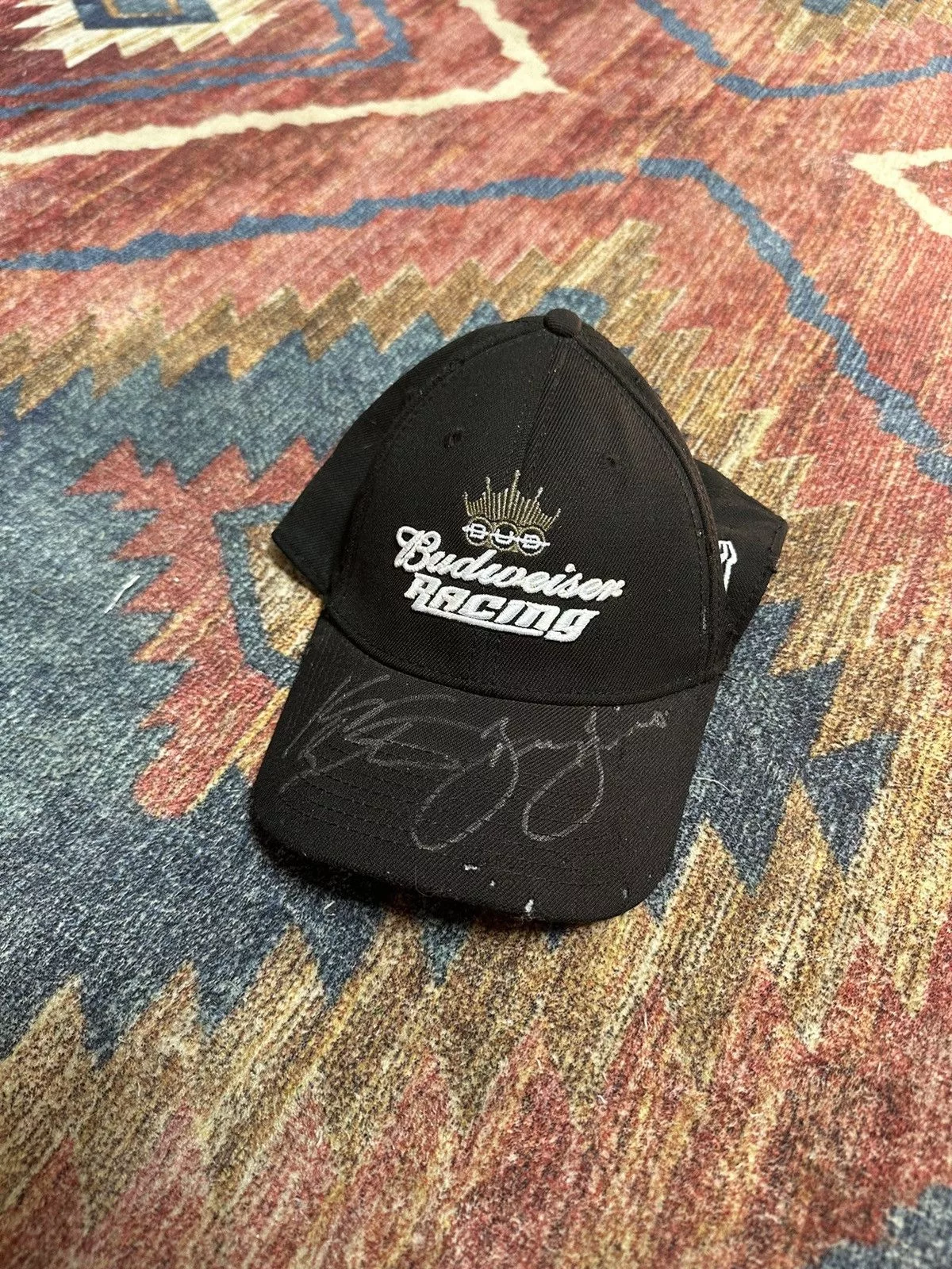 Designer Hats Designer × Vintage Signed Y2K Budweiser racing fitted hat Black Streetwear