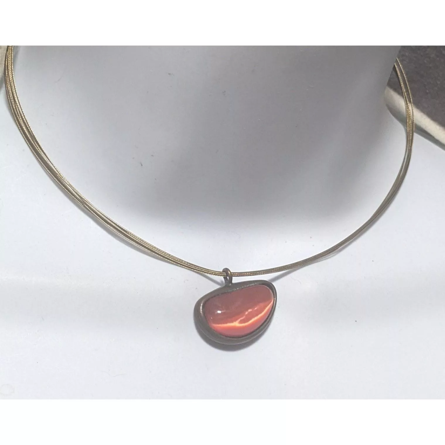 Other Necklaces Other Orange Glass Abstract Cateye Pendant Necklace