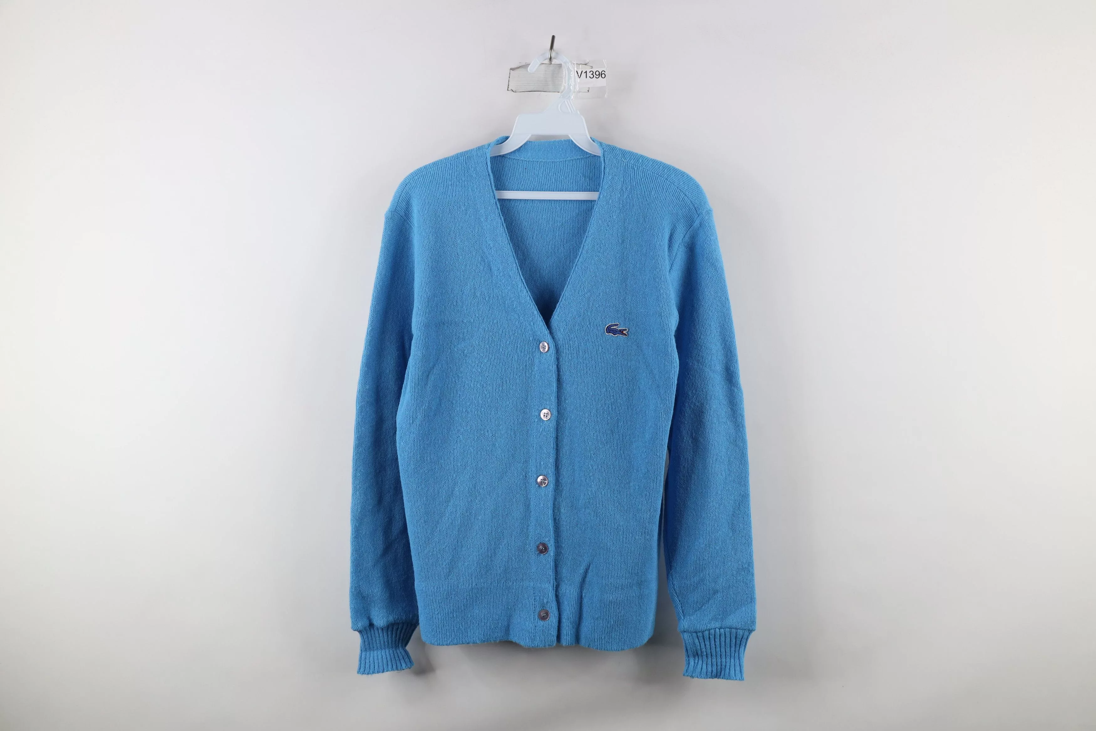 Lacoste Sweaters Lacoste × Vintage Vintage 80s Izod Lacoste Logo Knit Cardigan Sweater Blue