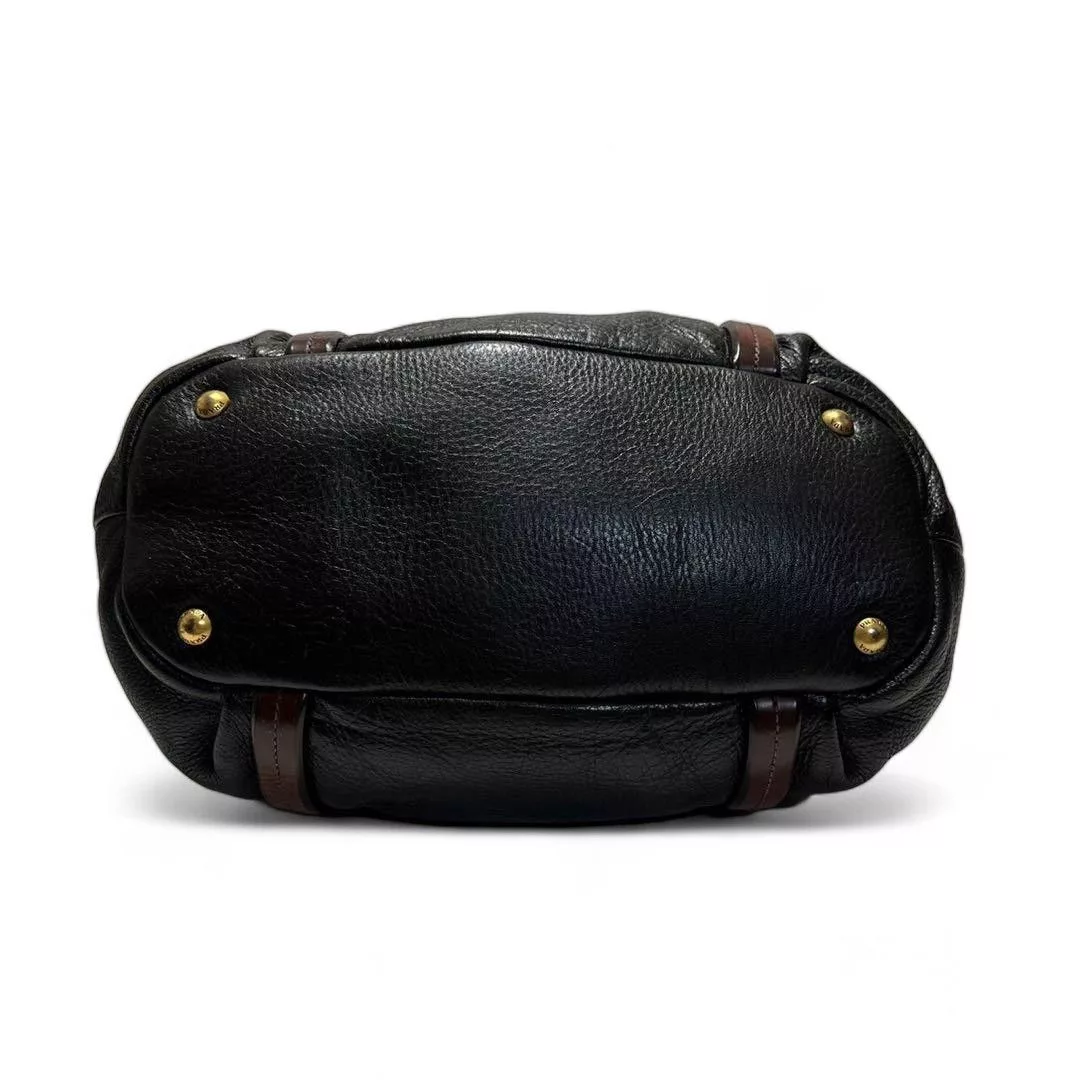 Prada Handle Bags Prada - Black Leather Brown Handbag Shoulder Bag