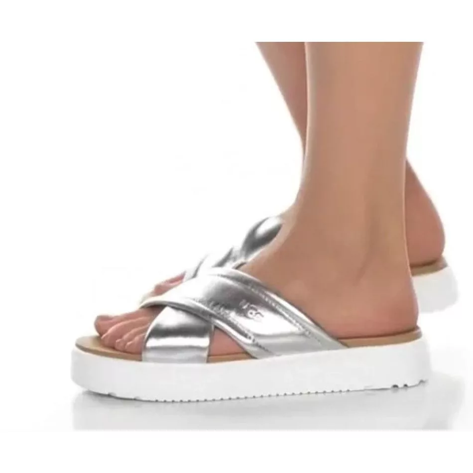 Ugg Sandals UGG Zayne Crossband Womens Slide Sandals, 6, Silver