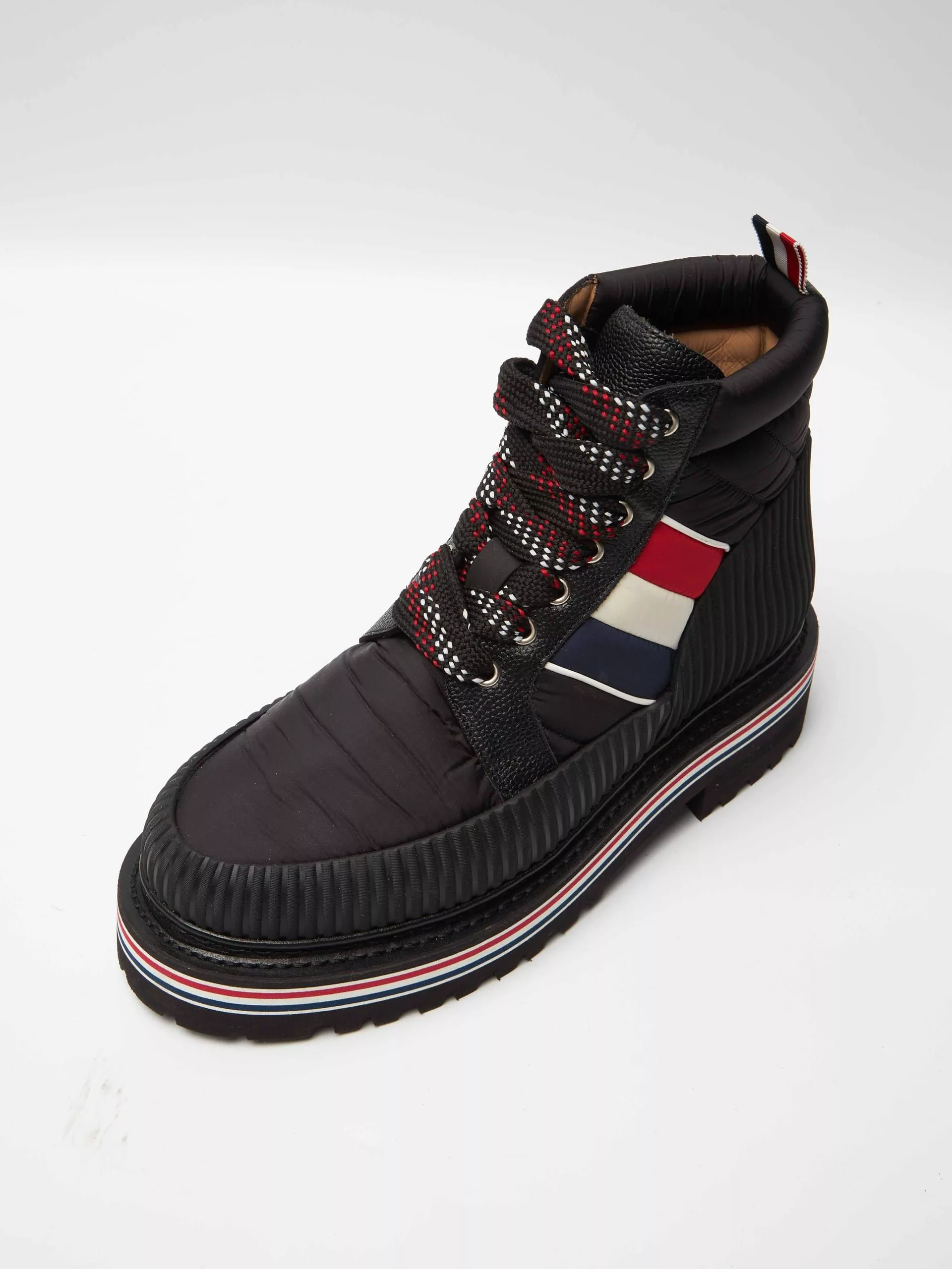 Thom Browne Boots Thom Browne Black Lines Insets Laced High Boots
