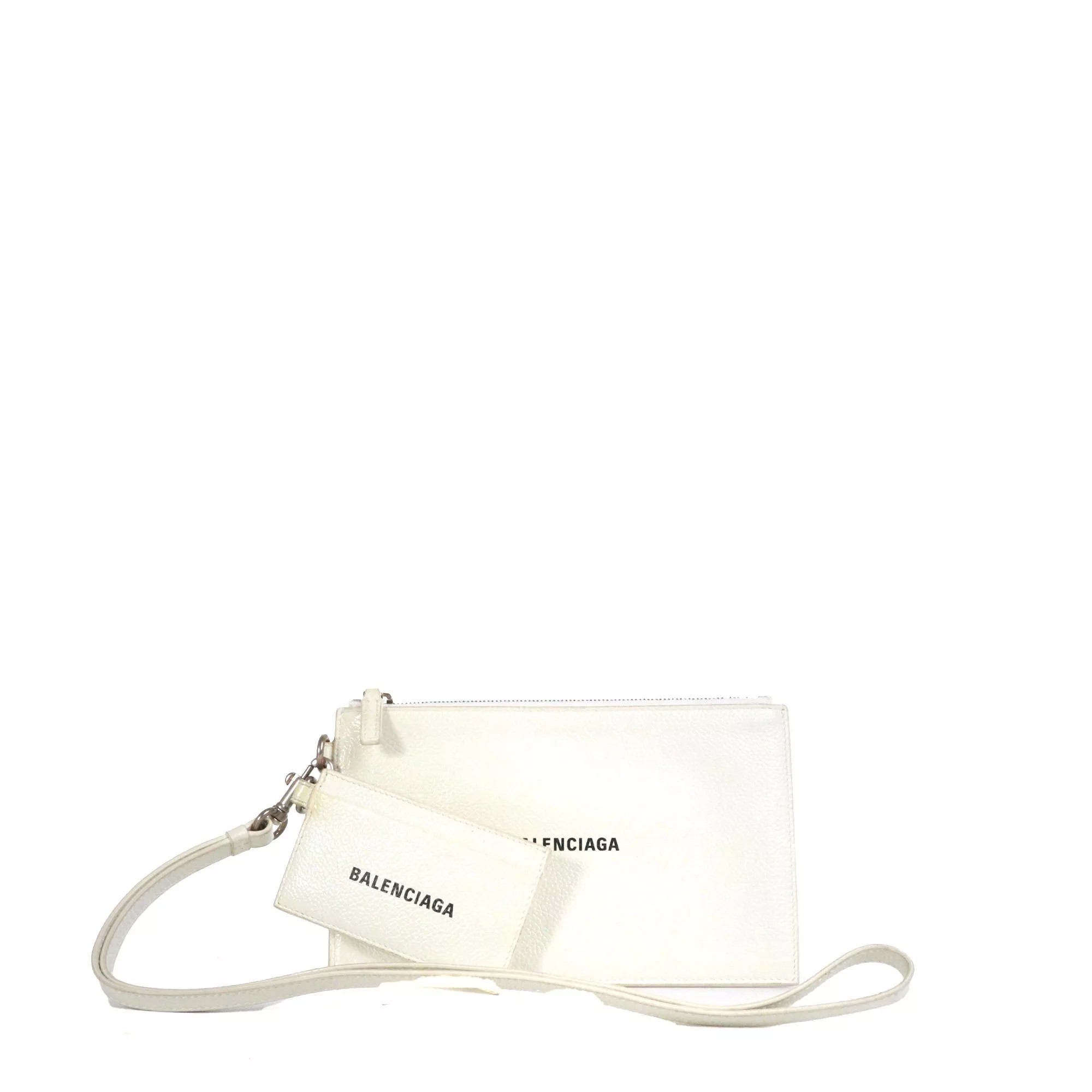 Balenciaga Wallets BALENCIAGA - Balenciaga Ville wallet in white grained leather and wrist strap