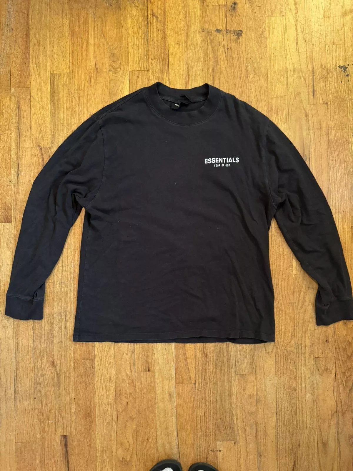 Essentials Long Sleeve T Shirts Essentials × Fear of God Essentials Flower Print Longsleeve Black