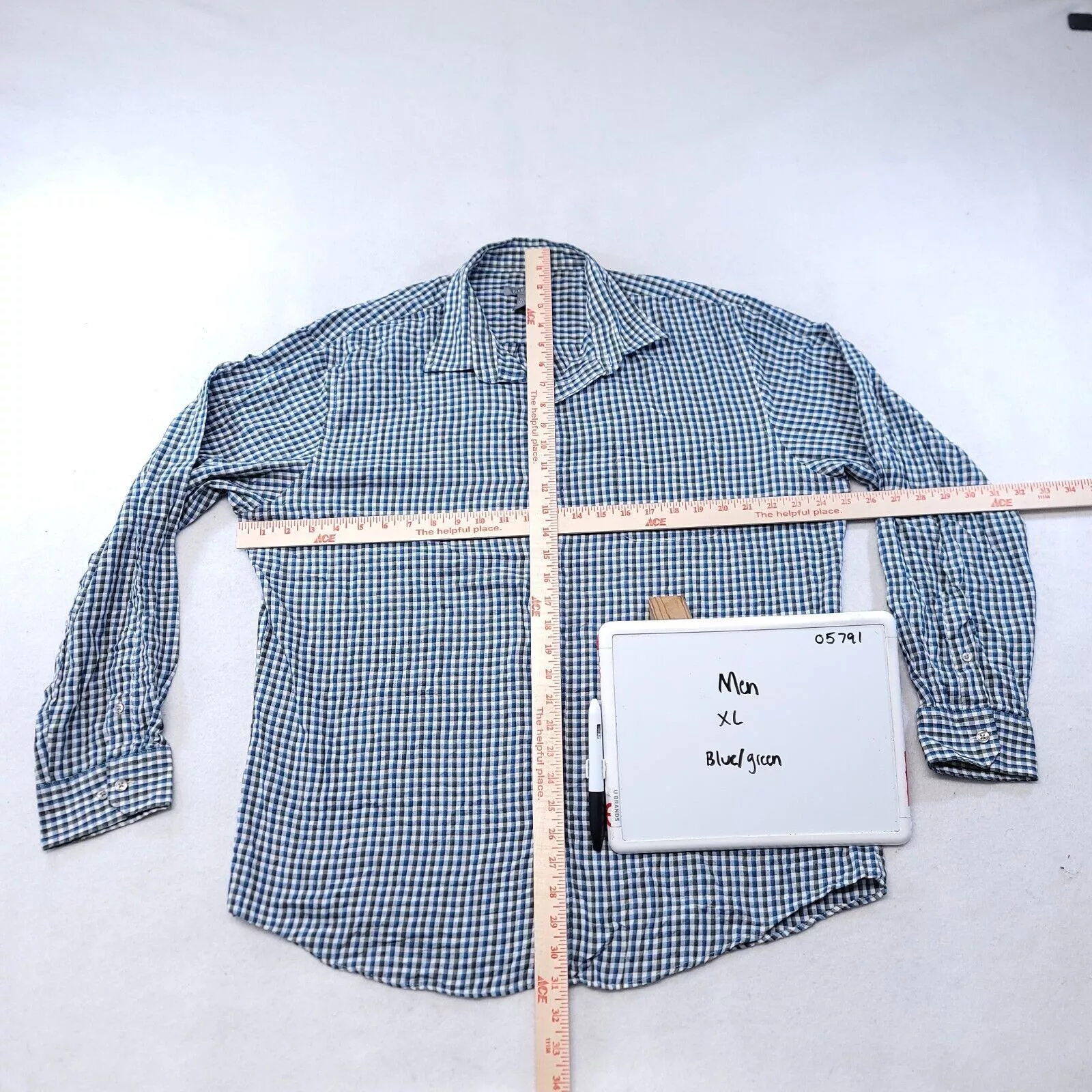 Van Heusen Shirts Button Ups Van Heusen Gingham Flannel Button Up Shirt Mens Size XL Blue