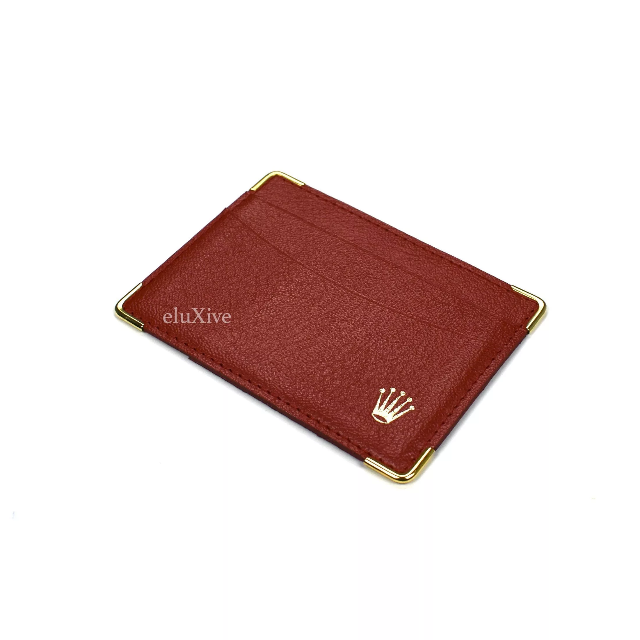 Rolex Wallets Rolex Red Leather Crown Logo Card Holder Wallet