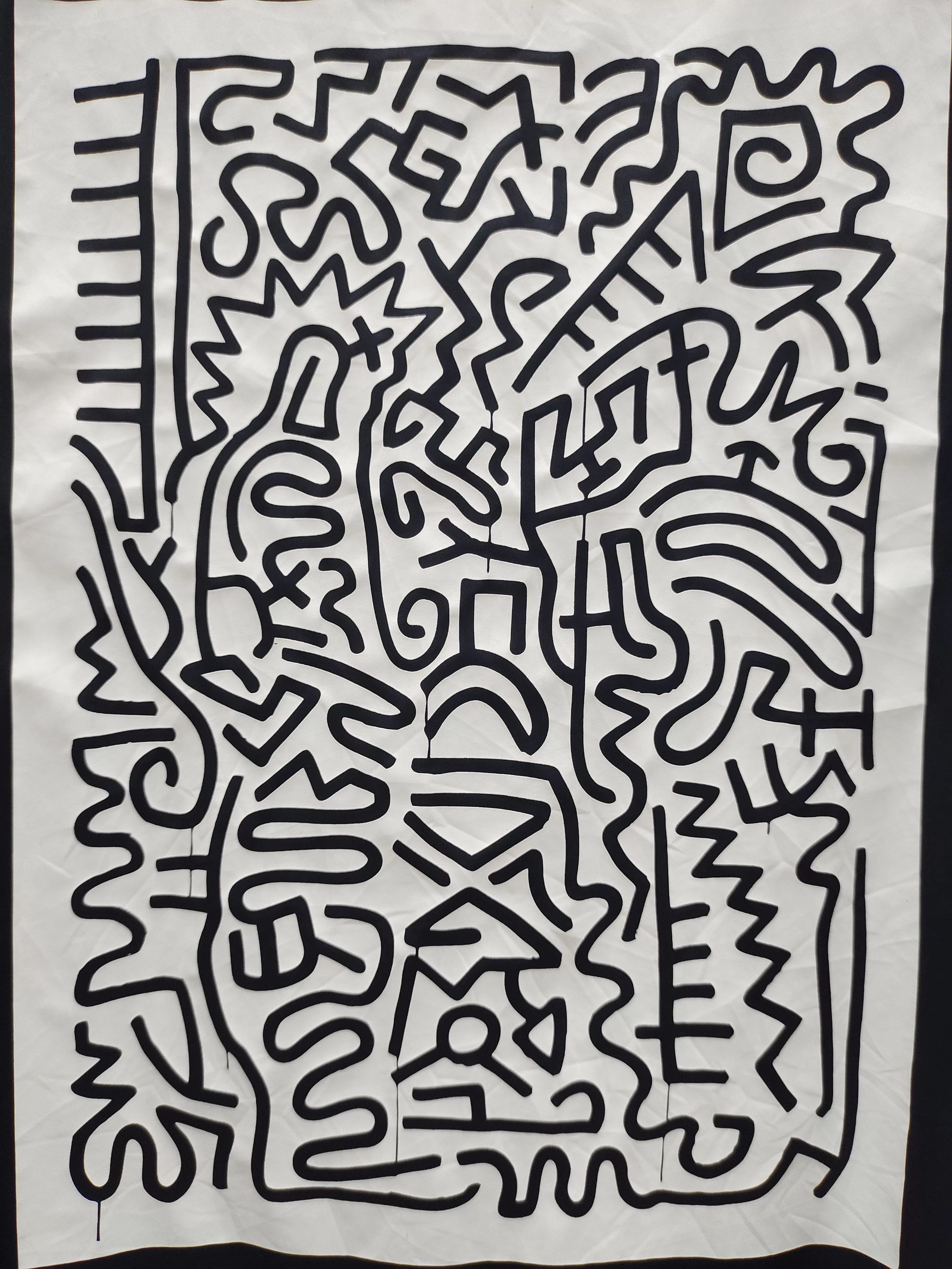 Designer Light Jackets Designer × Keith Haring Keith Haring x Ships Jet Blue Coach Jacket Black Streetwear
