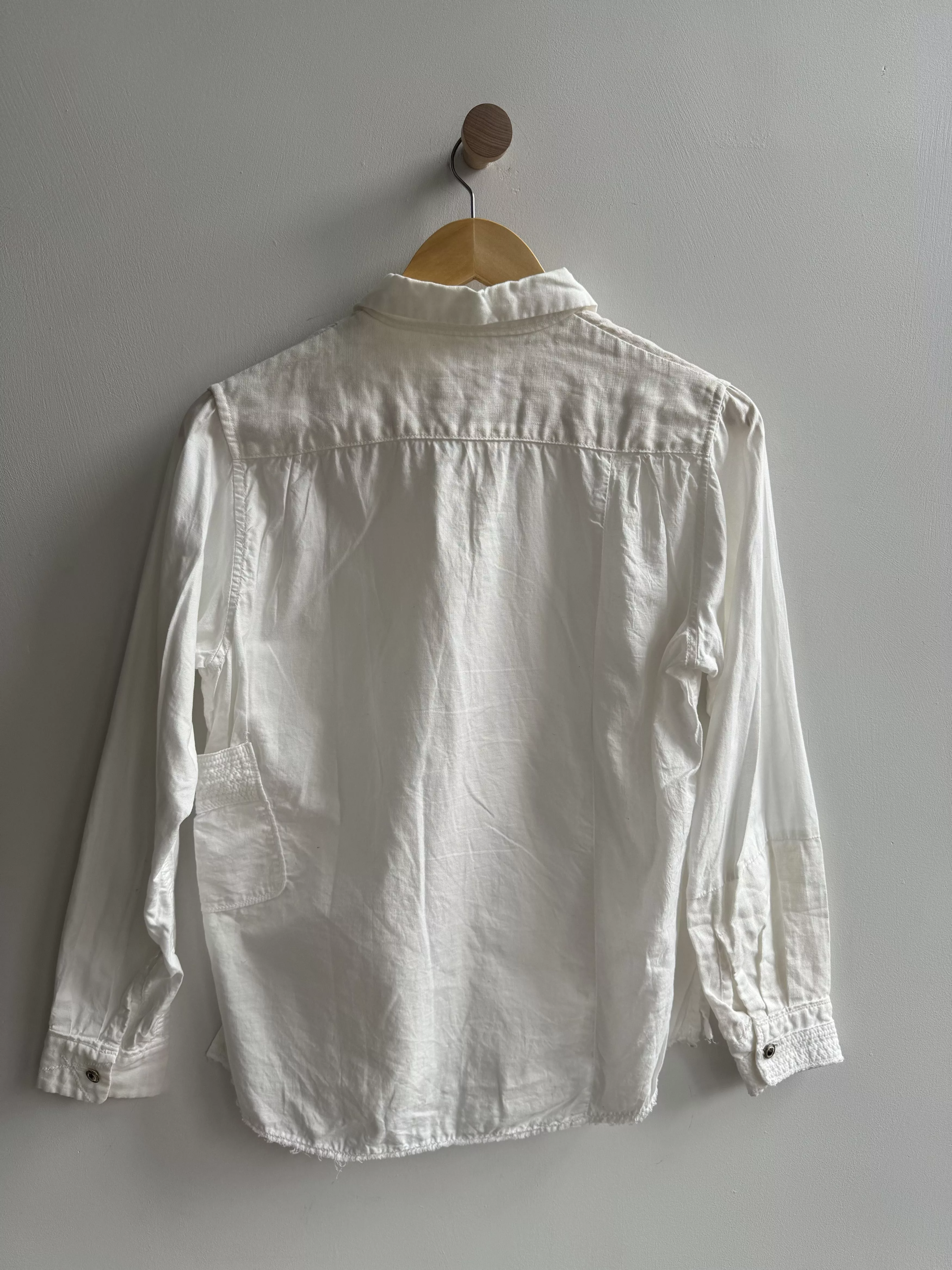 Kapital Button Ups Kapital Cotton Linen Blend Patchwork Button Down White