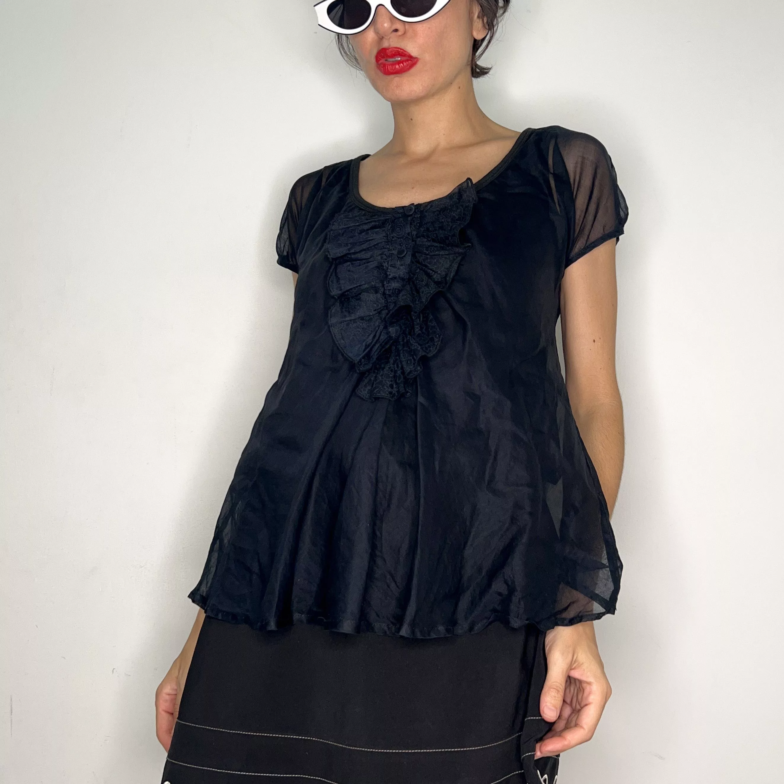 See by Chloe Blouses See by Chloe black cotton silk blouse top