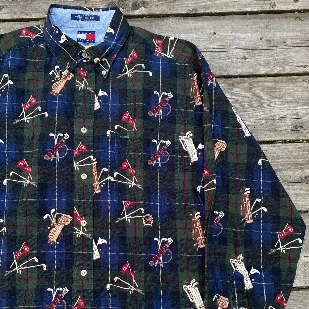 Tommy Hilfiger Shirts Button Ups Tommy Hilfiger × Vintage Vintage 1994 Tommy Hilfiger Polo Golf Button Up Shirt Large Multi